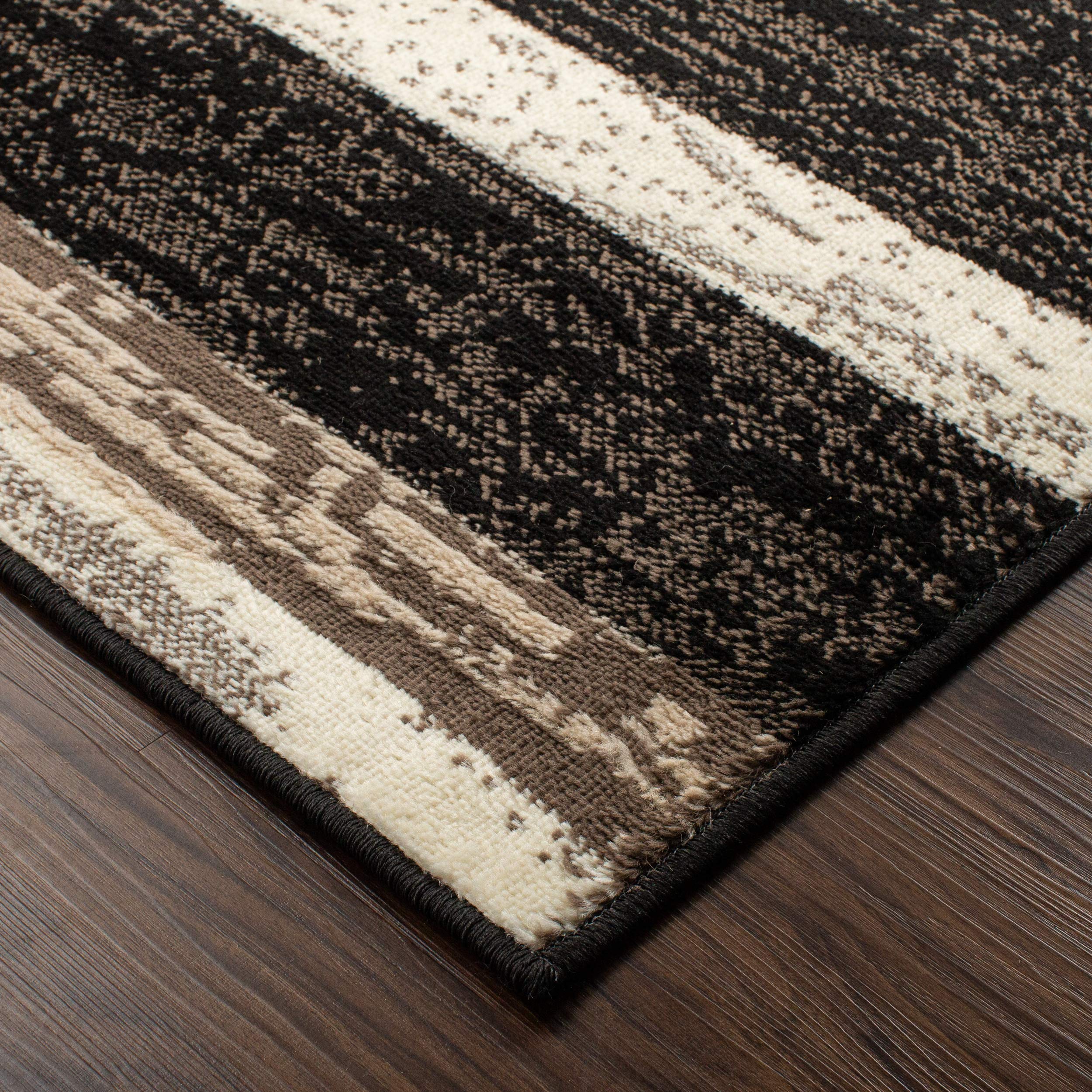 SUPERIOR Indoor Area Rug, Foam Backed, Modern Geometric Patchwork Floor Decor for Bedroom, Office, Living Room, Entryway, Hardwo