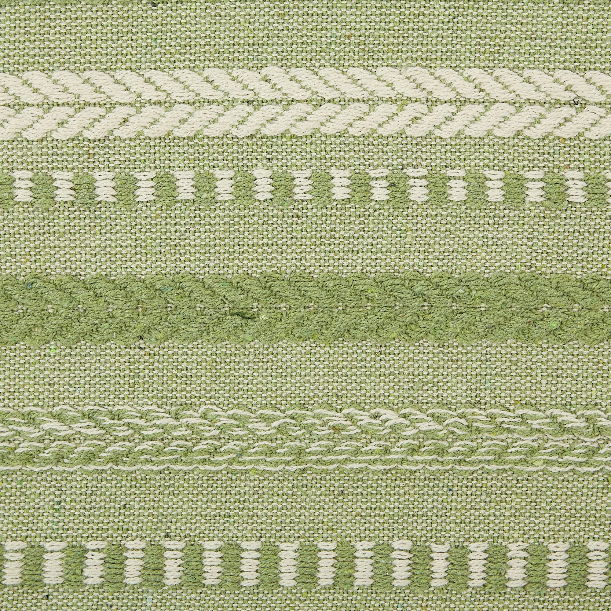 DII Farmhouse Braided Stripe Table Runner Collection  15x72 (15x77  Fringe Included)  Antique Green