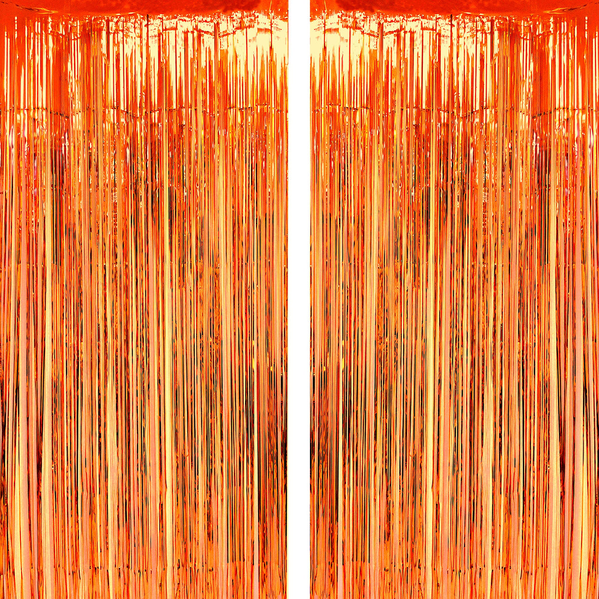 Orange Party Tinsel Foil Fringe Curtains - Fall Thanksgiving Carnival Halloween Construction 1St Birthday Graduation Wedding Par
