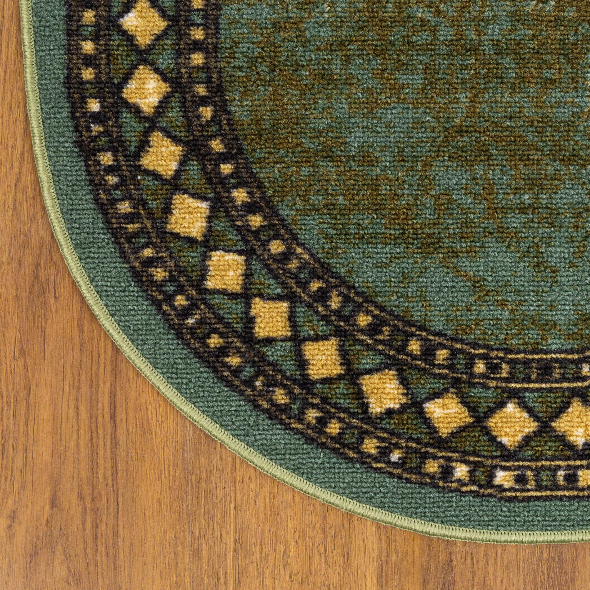 Antep Rugs Alfombras Modern Bordered 2x5 Non-Skid (Non-Slip) Low Profile Pile Rubber Backing Kitchen Area Rugs (Green, 2 x 5 O