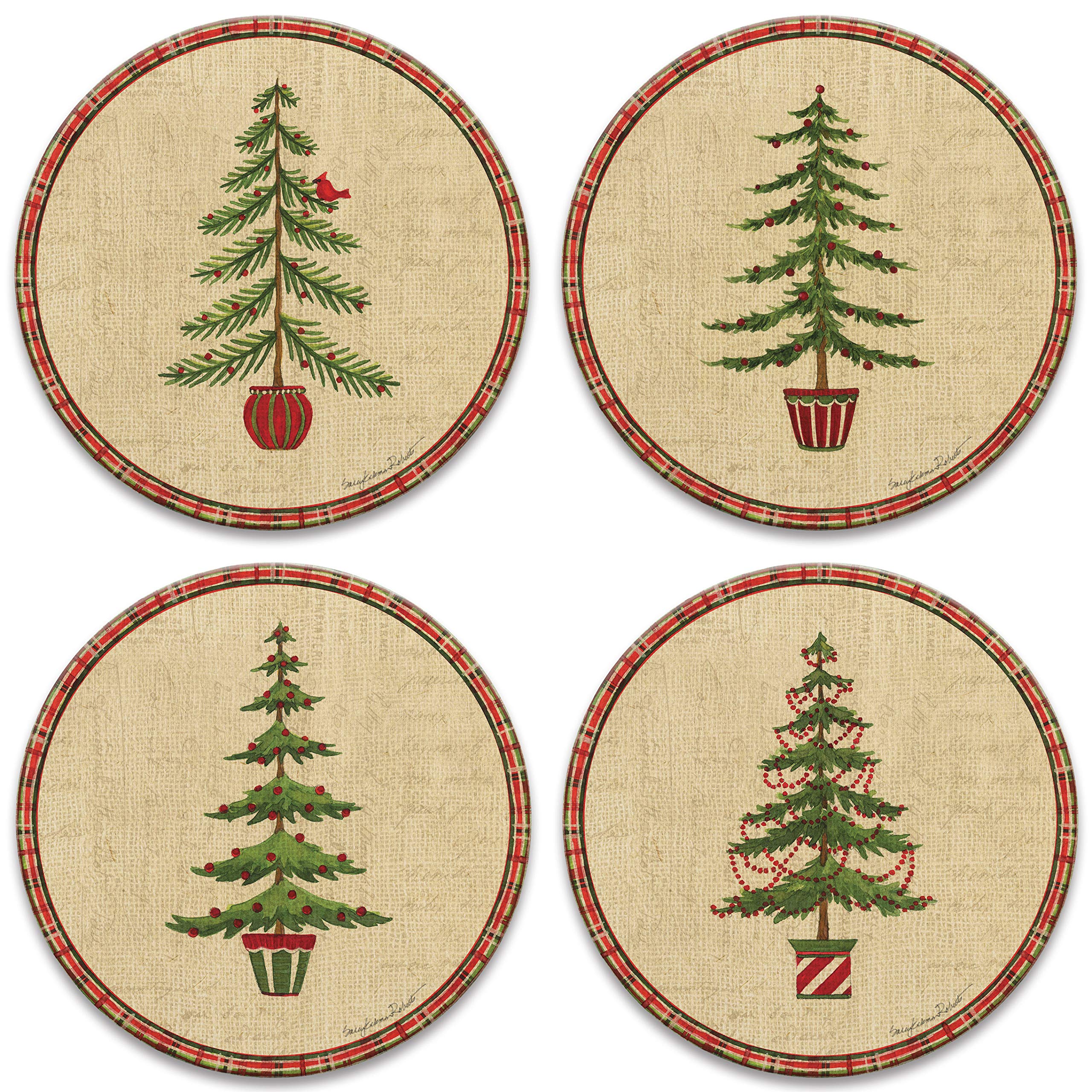 Coasterstone Natural Christmas Set Of 4 Coasters, One Size, Cork Backed