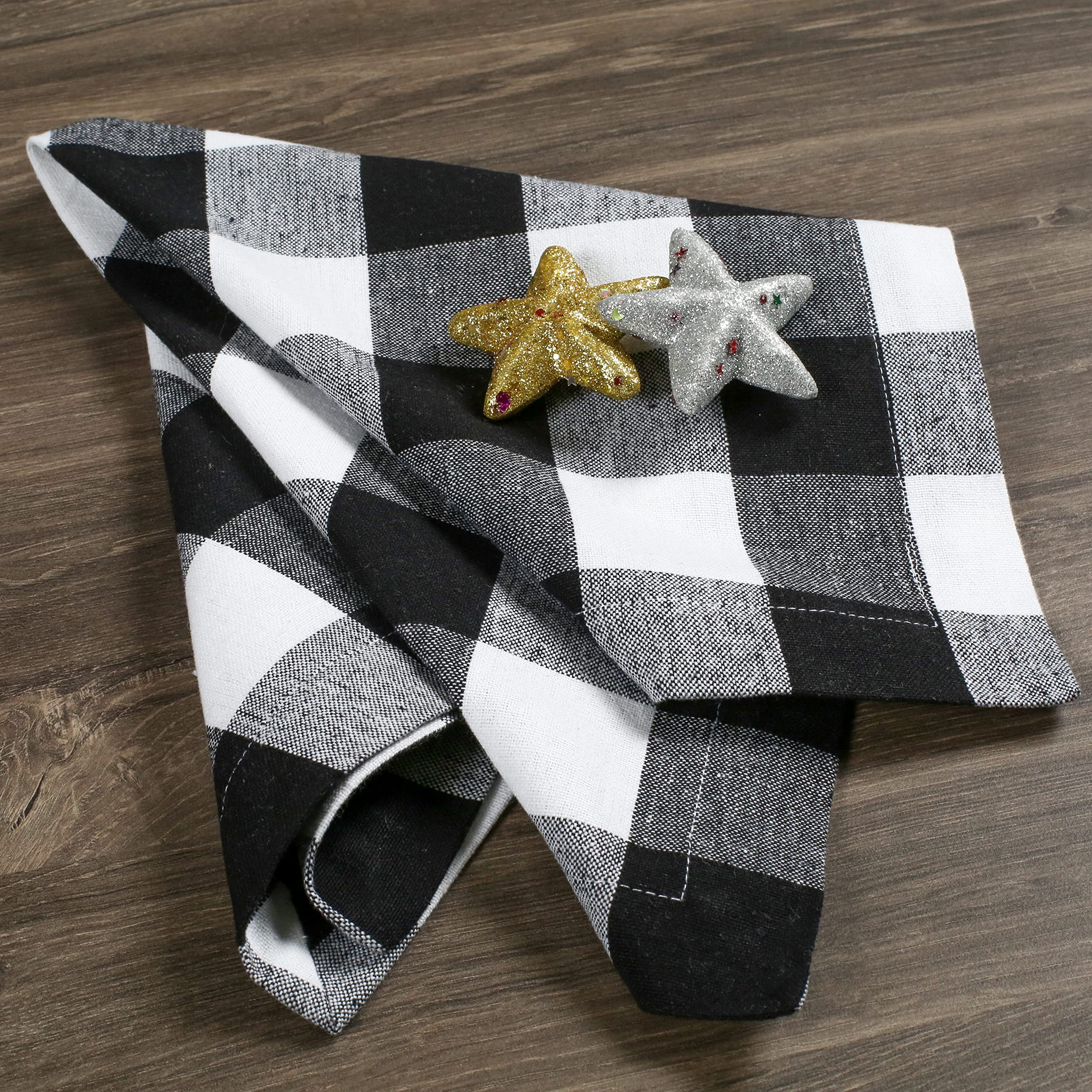 Buffalo Plaid Cloth Napkin Black White, Check Napkin,Cotton Cloth Napkins For Christmas Decoration,Dinner Napkins Cloth,Dinner N