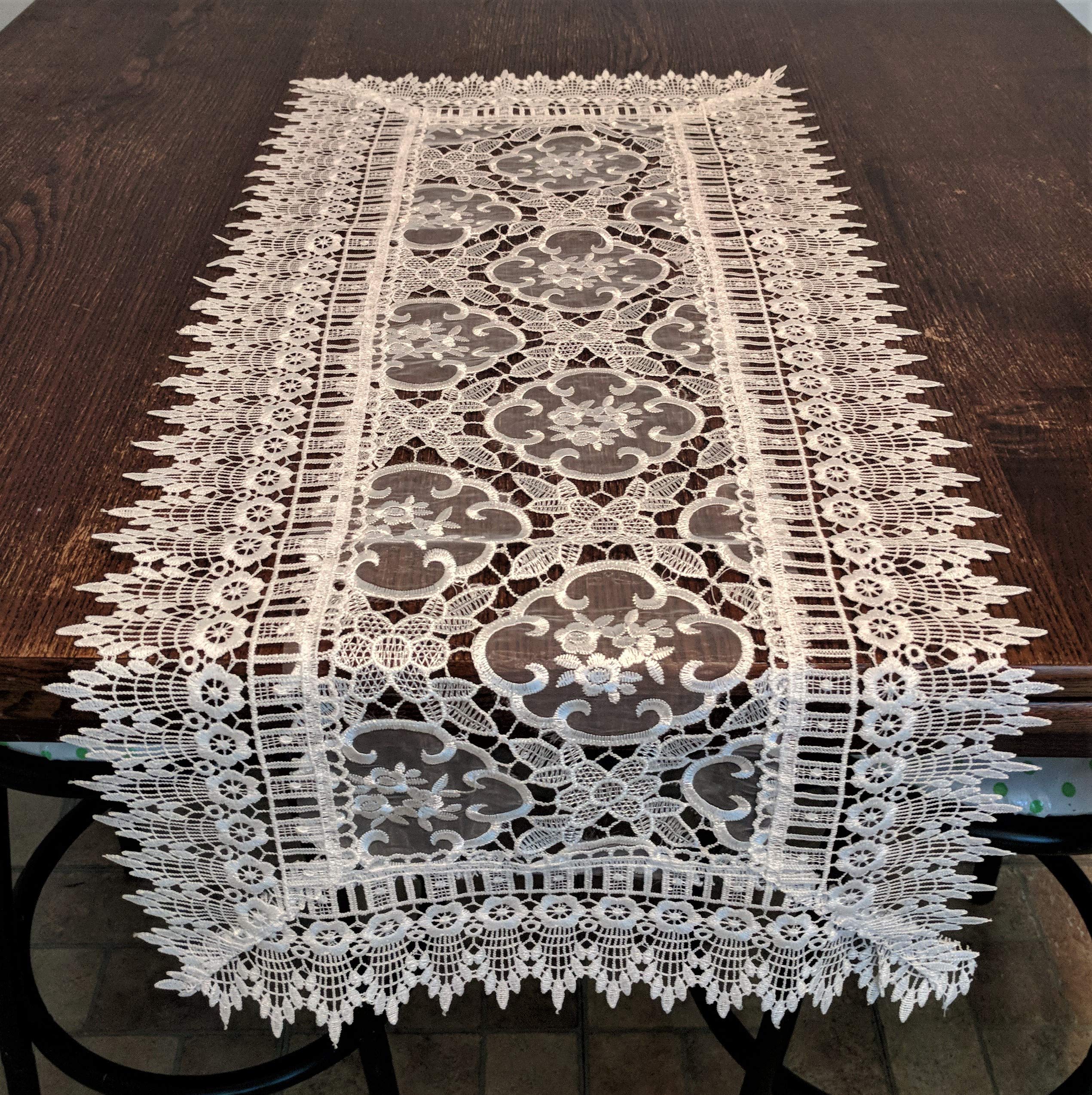 Doily Boutique Square Doily With Flowers On Sheer Material And Lace, Size 13 X 13 Inches