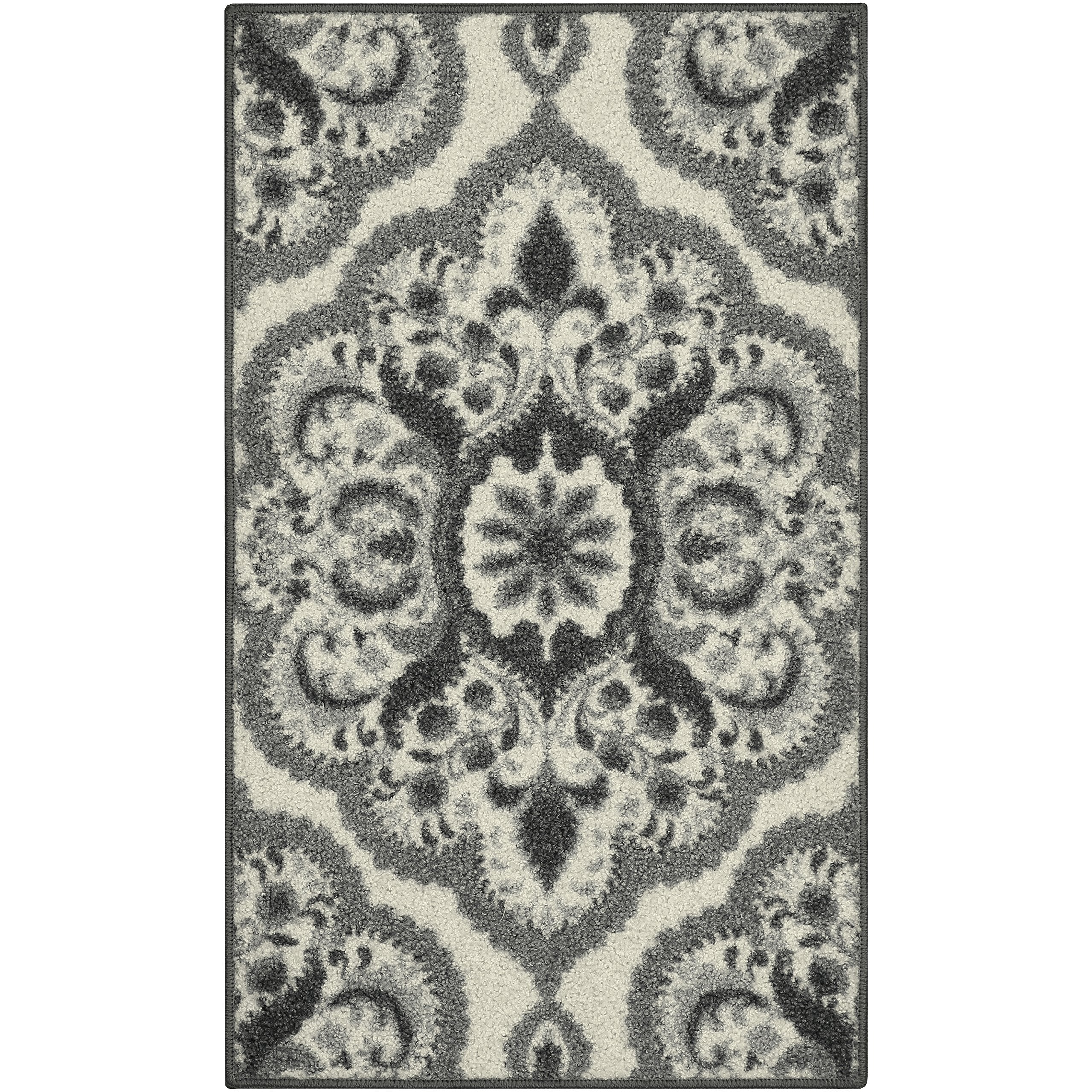 Maples Rugs Vivian Medallion Kitchen Rugs Non Skid Accent Area Carpet [Made in USA], 18 x 210, Grey