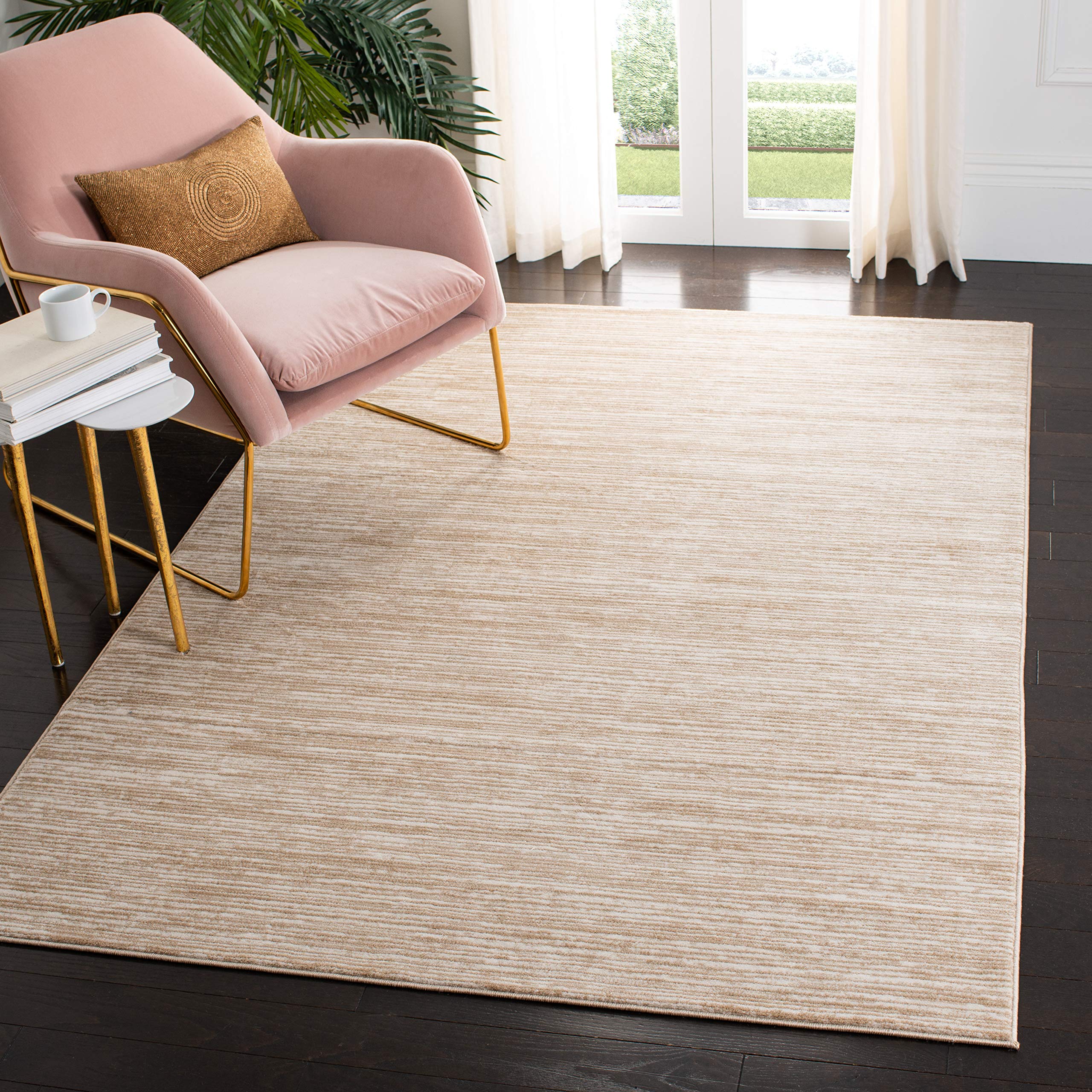 SAFAVIEH Vision Collection Area Rug - 4 Square, Creme, Modern Ombre Tonal Chic Design, Non-Shedding & Easy Care, Ideal for High