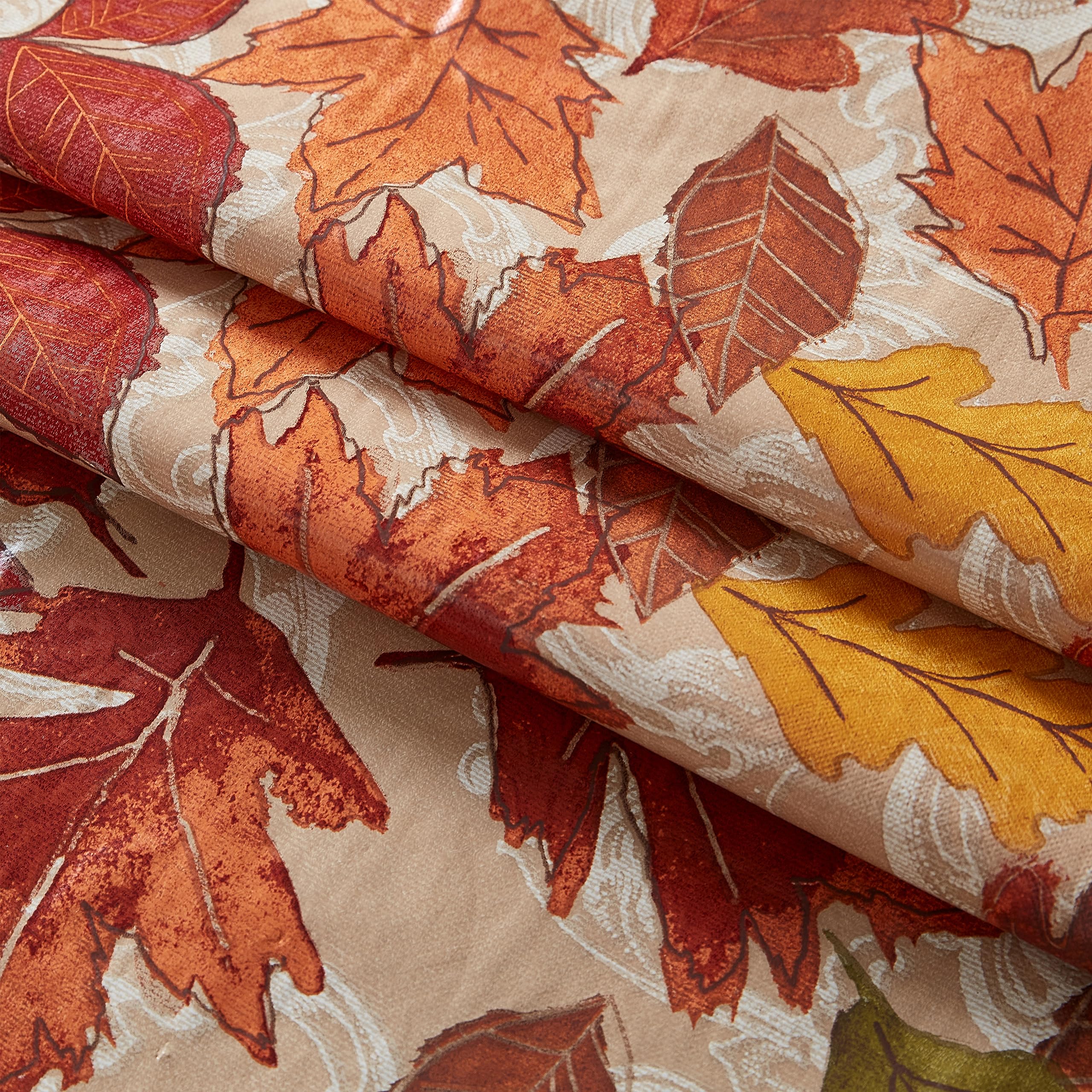 Newbridge Leaves Are Falling Autumn And Thanksgiving Vinyl Flannel Backed Tablecloth, Fall Season Contemporary Leaf Easy Care Vi
