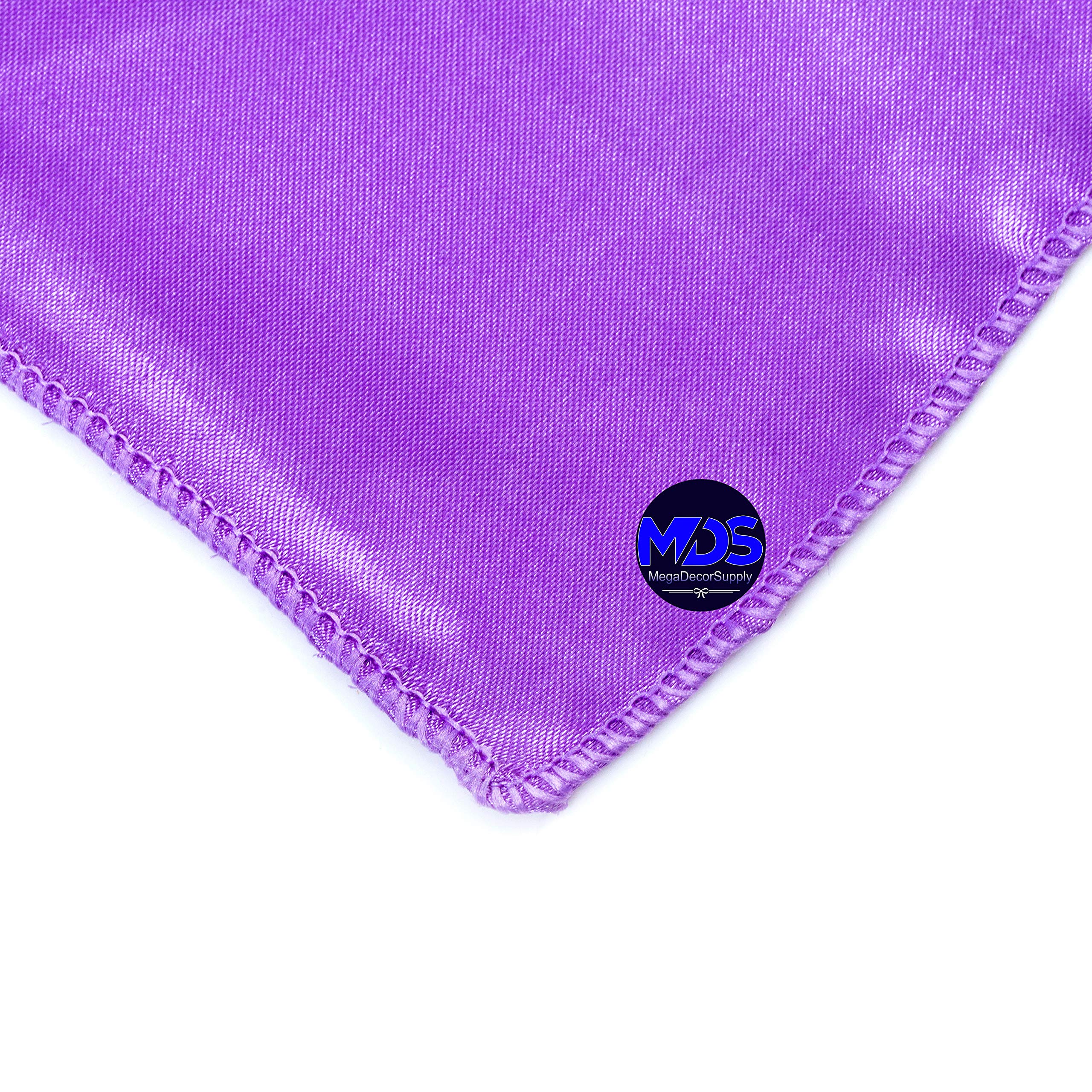 Mds Pack Of 100 Wedding Satin 12''X 12'' Square Dinner Napkin Or Handkerchief For Wedding Banquet Decoration - Lavender