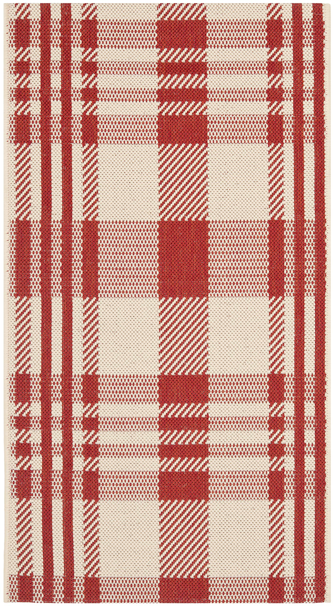SAFAVIEH Courtyard Collection Accent Rug - 2 x 37, Red & Bone, Indoor/Outdoor & Washable, Ideal for High Traffic Areas in Pati