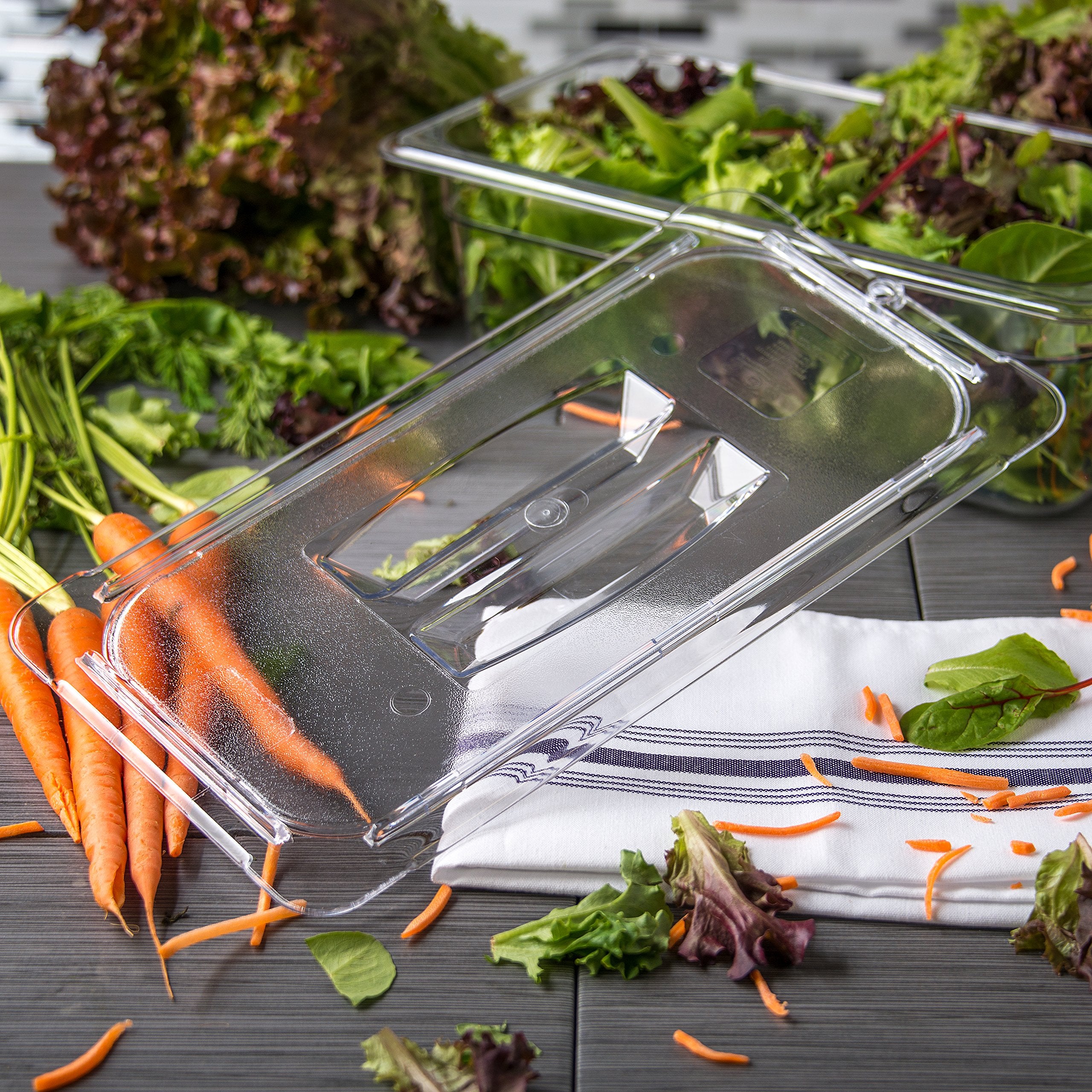 Carlisle Foodservice Products Cfs 10270U07 Storplus Third Size Polycarbonate Universal Handled Food Pan Lid, Clear (Pack Of 6)