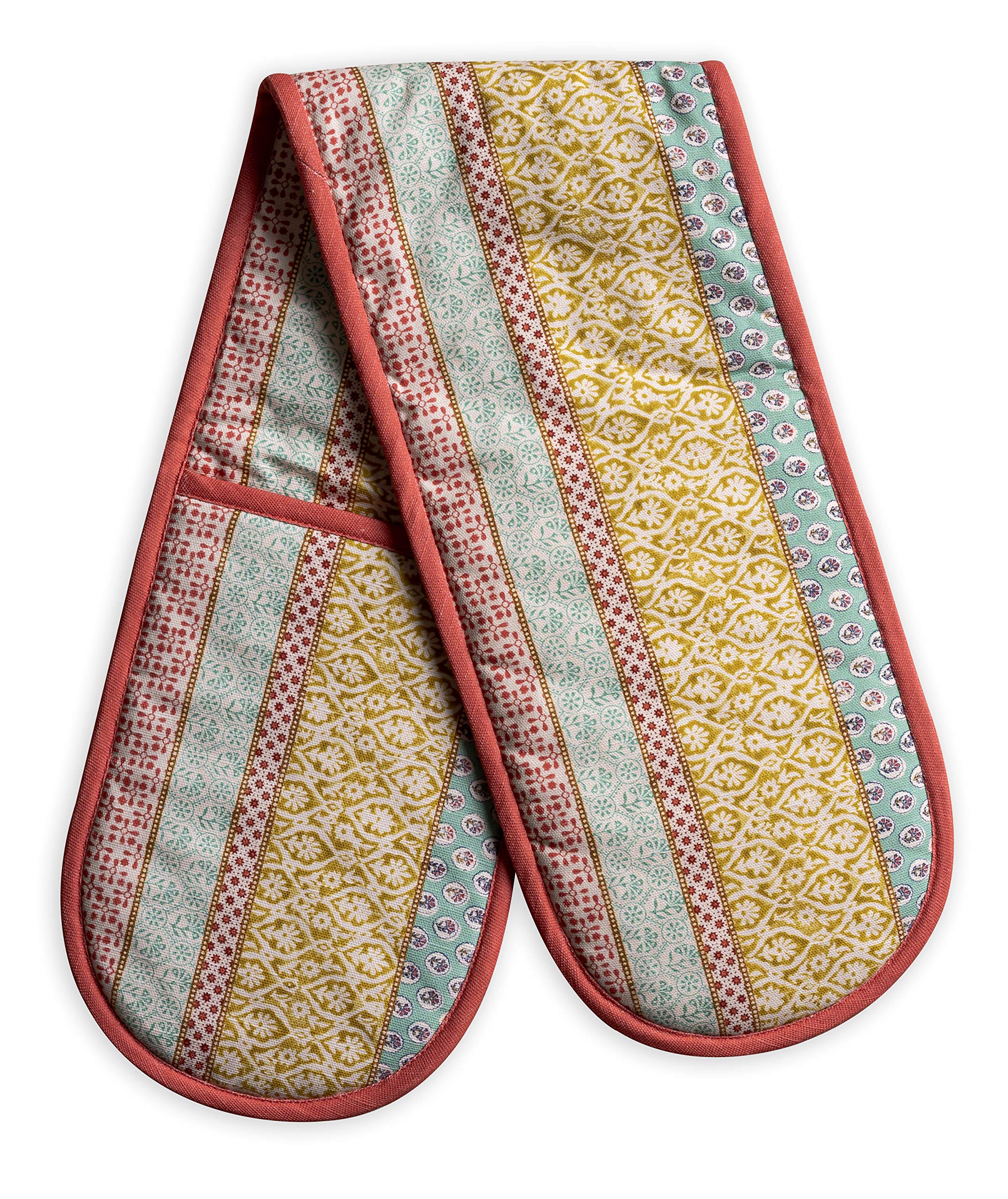 Maison D' Hermine Double Oven Mitts 7''X35'', 100% Cotton Heat Resistant Oven Mitt Bbq Cooking Gloves With Loop For Gifts Baking