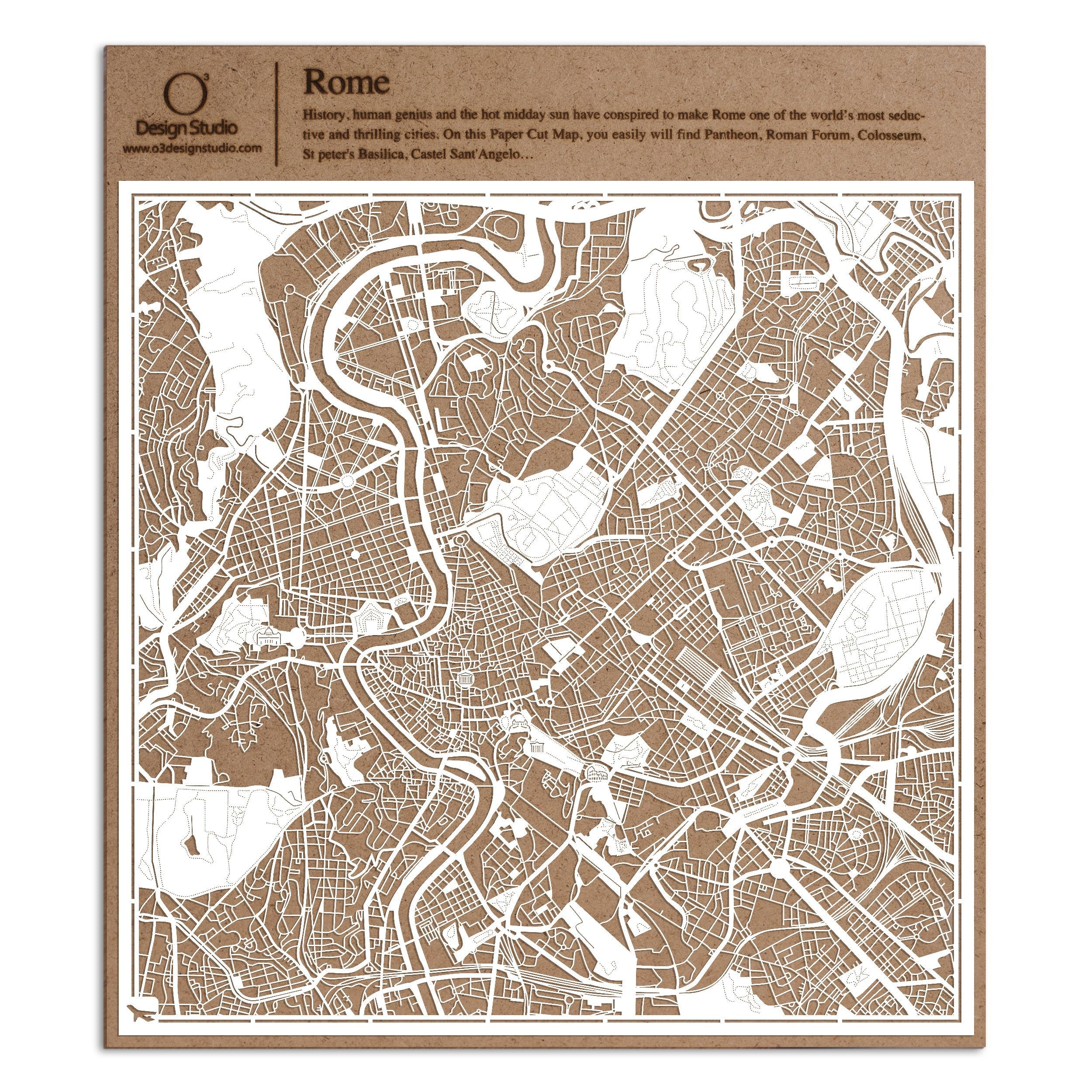 Toulouse Paper Cut Map White 12X12 Inches Paper Art