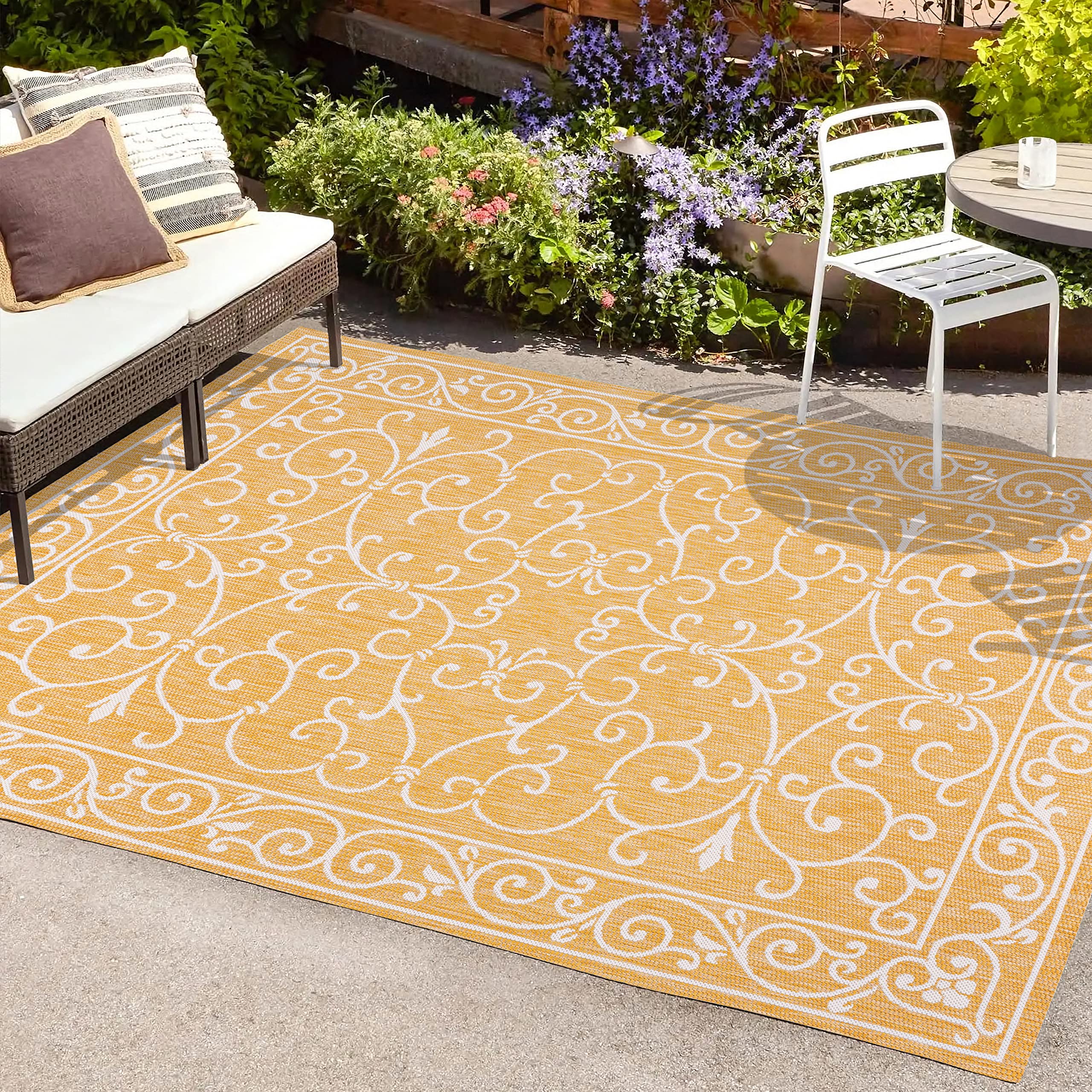 Jonathan Y Smb106L-8 Charleston Vintage Filigree Textured Weave Indoor Outdoor Area-Rug, Classic Traditional Easy-Cleaning,Bedro