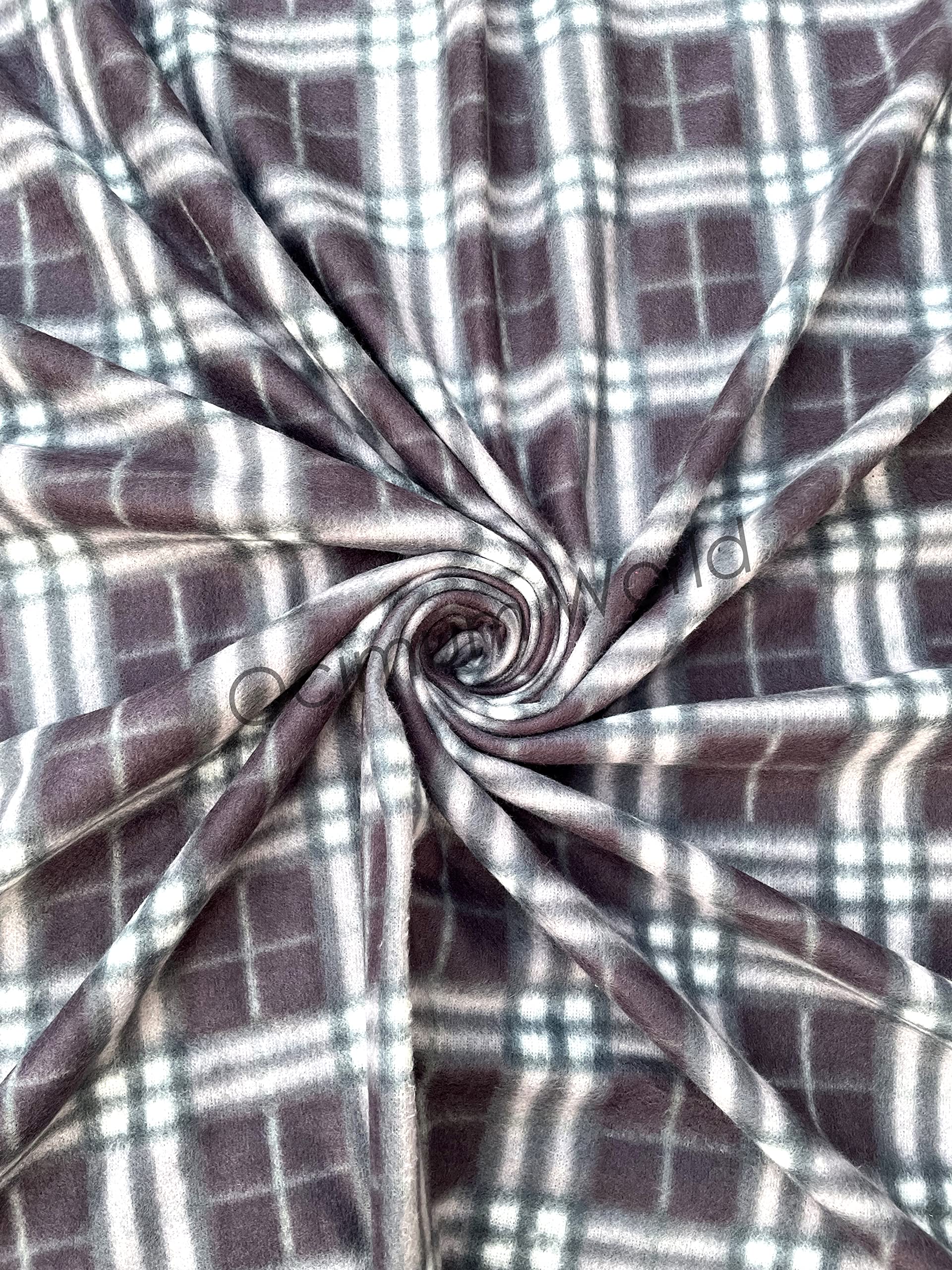 Morado Woolen Heavy Fleece Warm Checkered Double Bedsheet With Two Pillow Covers With Zipper For Winters (90100 Inches, Light Gr