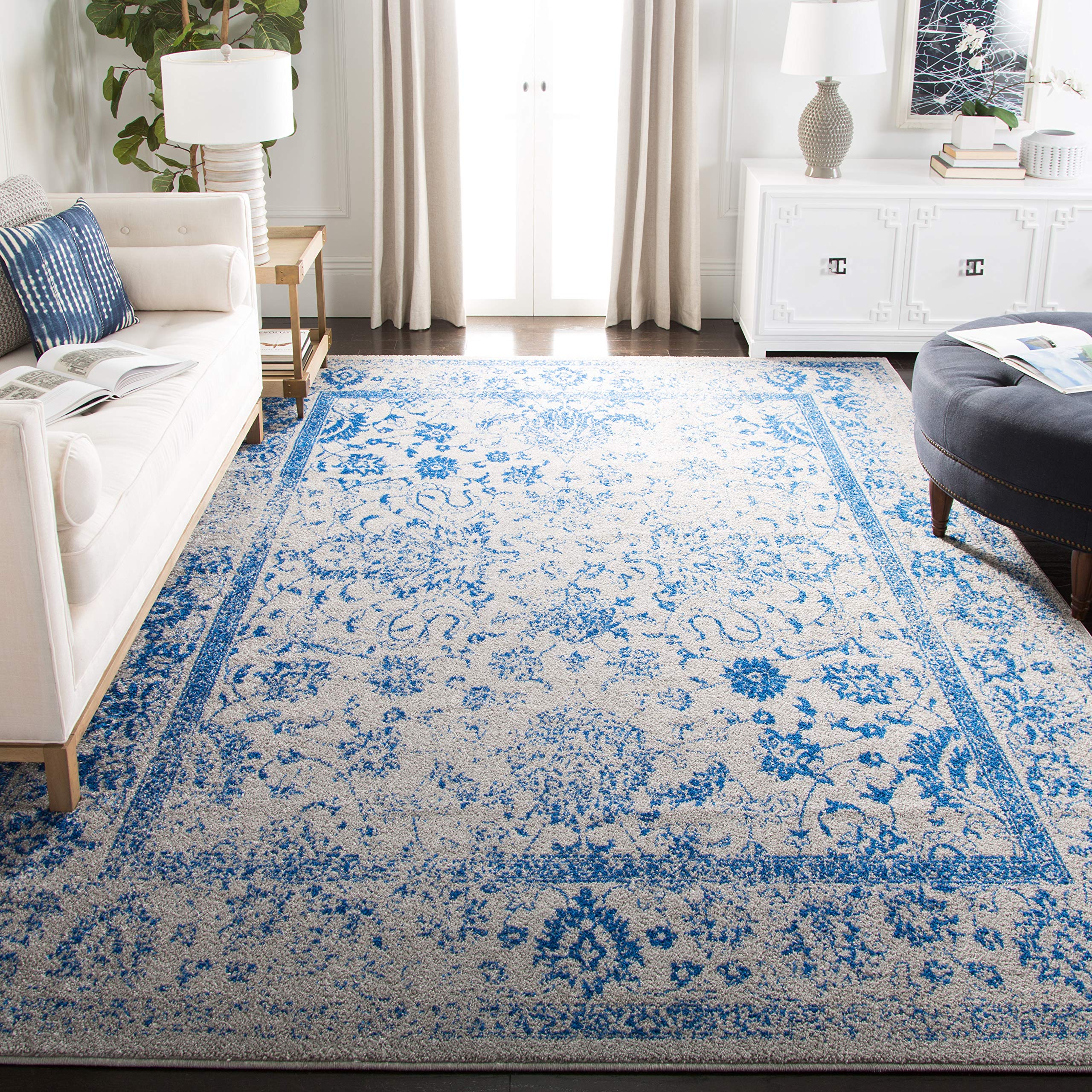 SAFAVIEH Adirondack Collection Area Rug - 10 x 14, Grey & Blue, Oriental Distressed Design, Non-Shedding & Easy Care, Ideal fo