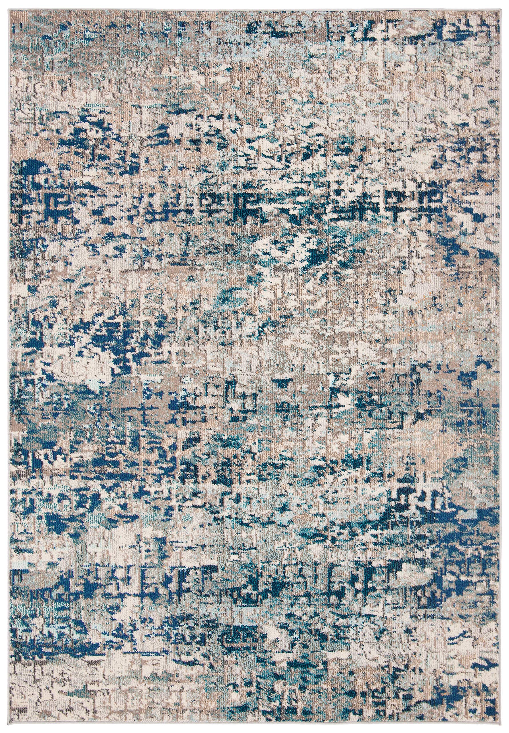 SAFAVIEH Madison Collection Accent Rug - 22 x 4, Grey & Blue, Modern Abstract Design, Non-Shedding & Easy Care, Ideal for High