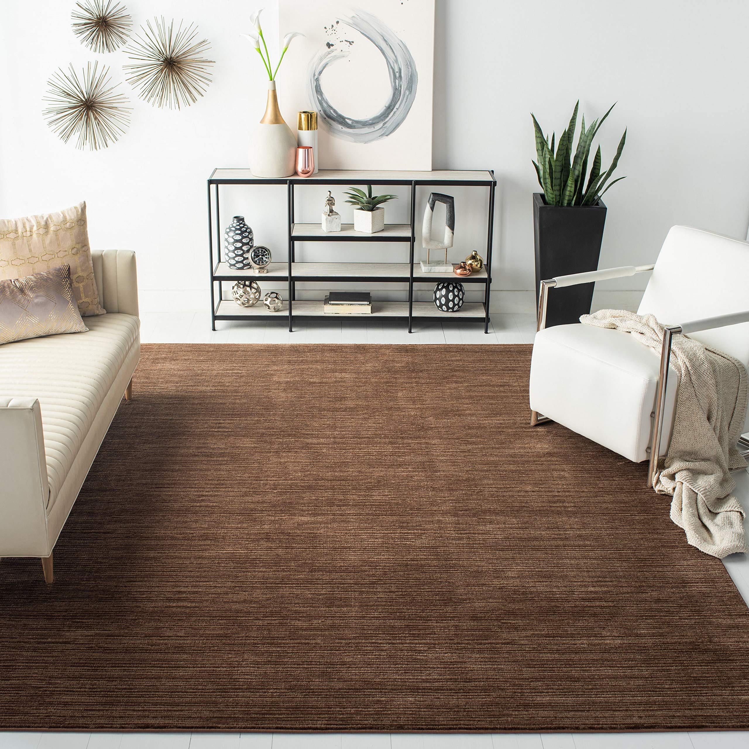 SAFAVIEH Vision Collection Area Rug - 10 x 14, Brown, Modern Ombre Tonal Chic Design, Non-Shedding & Easy Care, Ideal for High