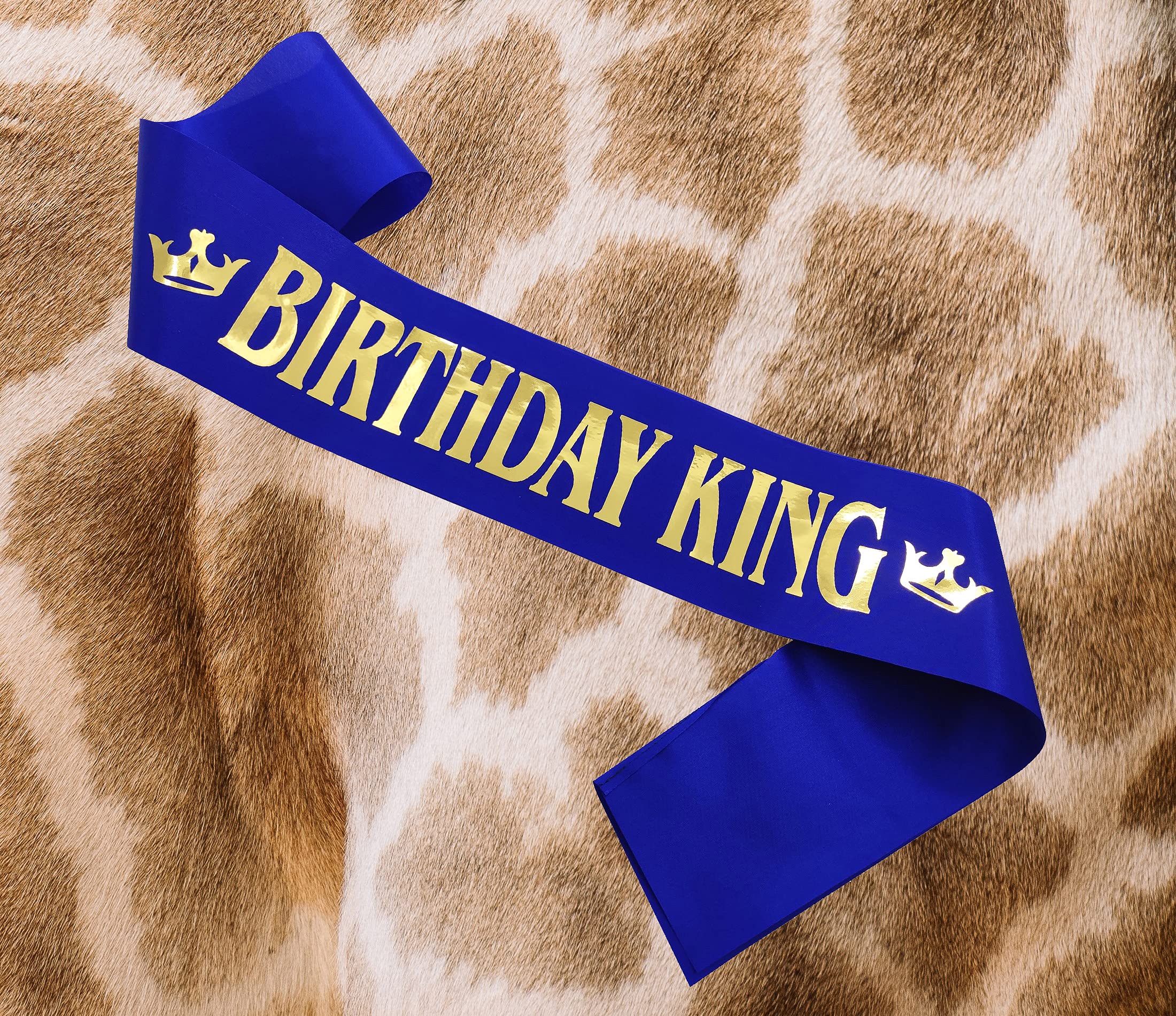 Birthday King Sash,Birthday Boy Sash Birthday Boy Party Accessory For Boys Birthday Dress-Up Birthday Party Decoration(Blue-Gold