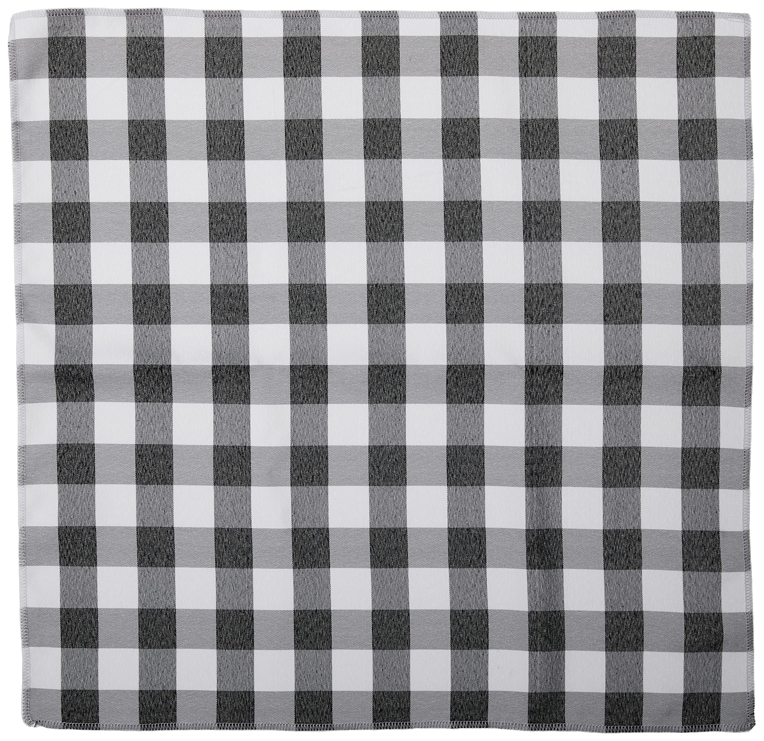LA Linen Pack of 10 Gingham Checkered Napkins 18 by 18-Inch  White and Black