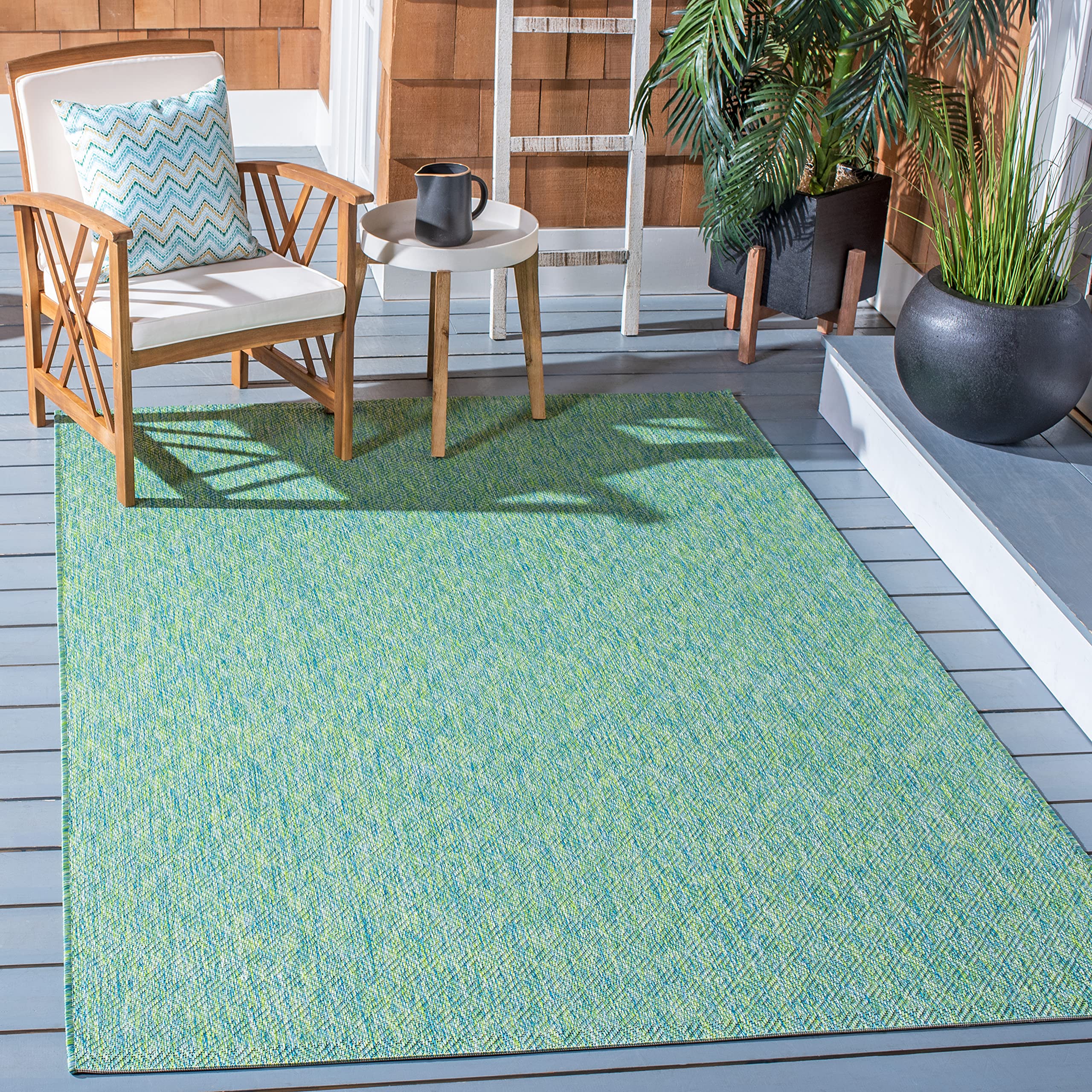 SAFAVIEH Courtyard Collection 9 x 12 Green/Blue CY8521 Indoor/-Outdoor Waterproof Easy-Cleaning Patio Backyard Mudroom Area-Ru