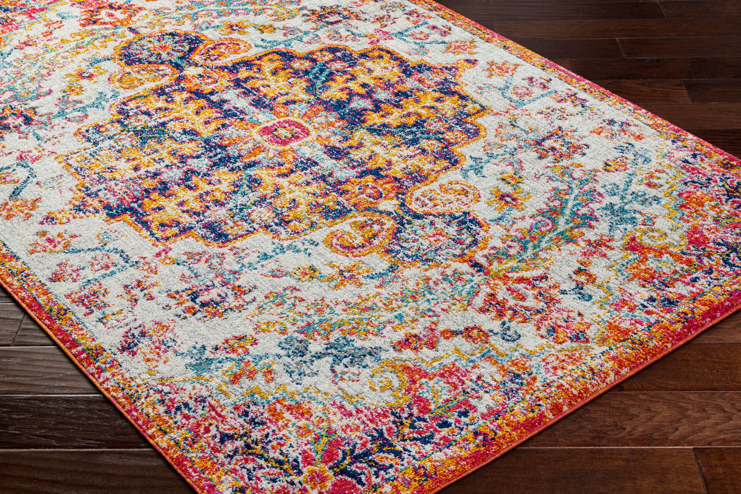 Livabliss Area Rugs - 8x10 Odelia Vintage Boho Beige Mustard Gray Area Rug for Living Room Bedroom - Floral Medallion Stain Resi
