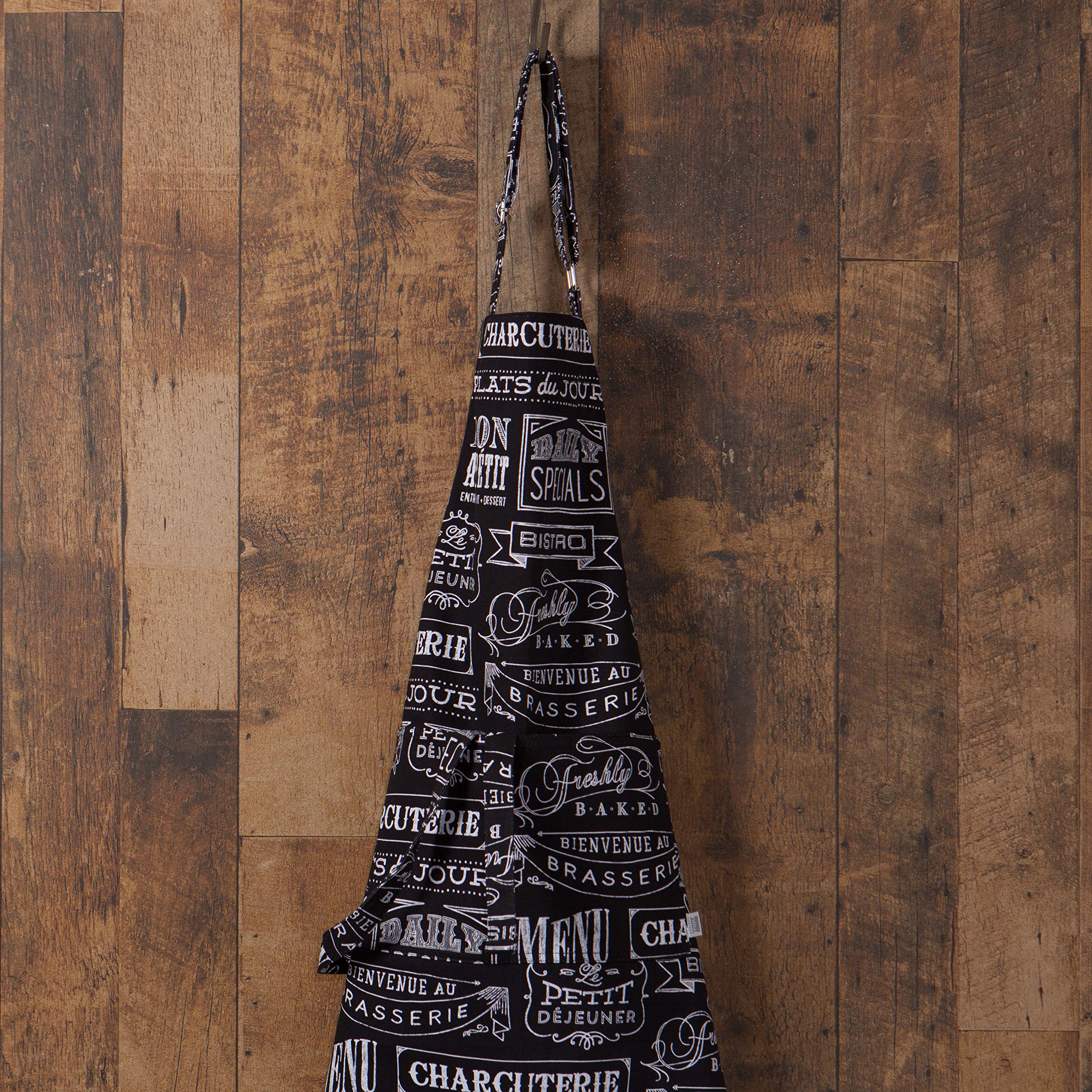 Now Designs Chalkboard Cotton Chef'S Kitchen Apron, Black Print 28 X 32 In,One Size