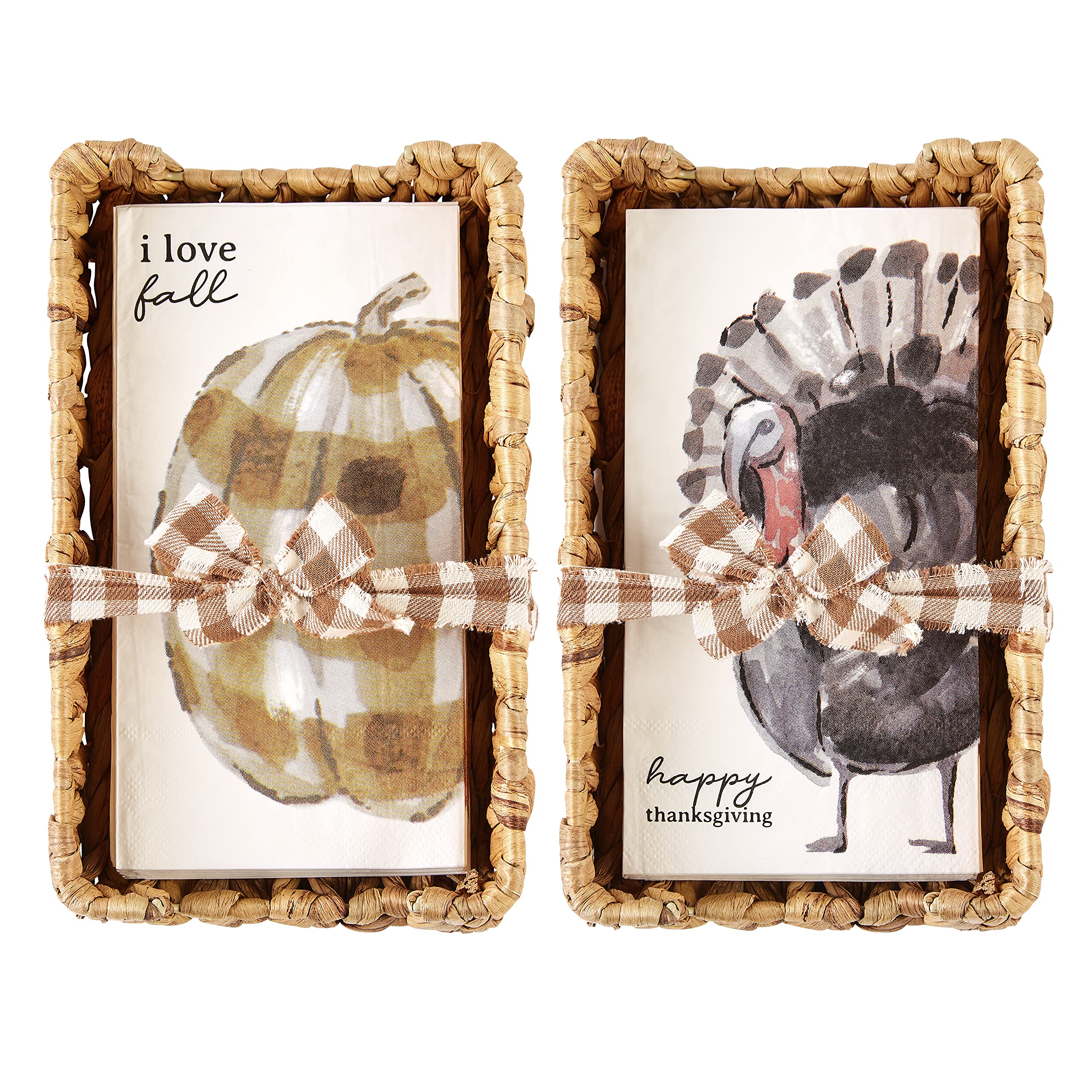 Mud Pie, Turkey Thanksgiving Set, Napkin 7 3/4'' X 4'' | Basket 9'' X 5 1/2''