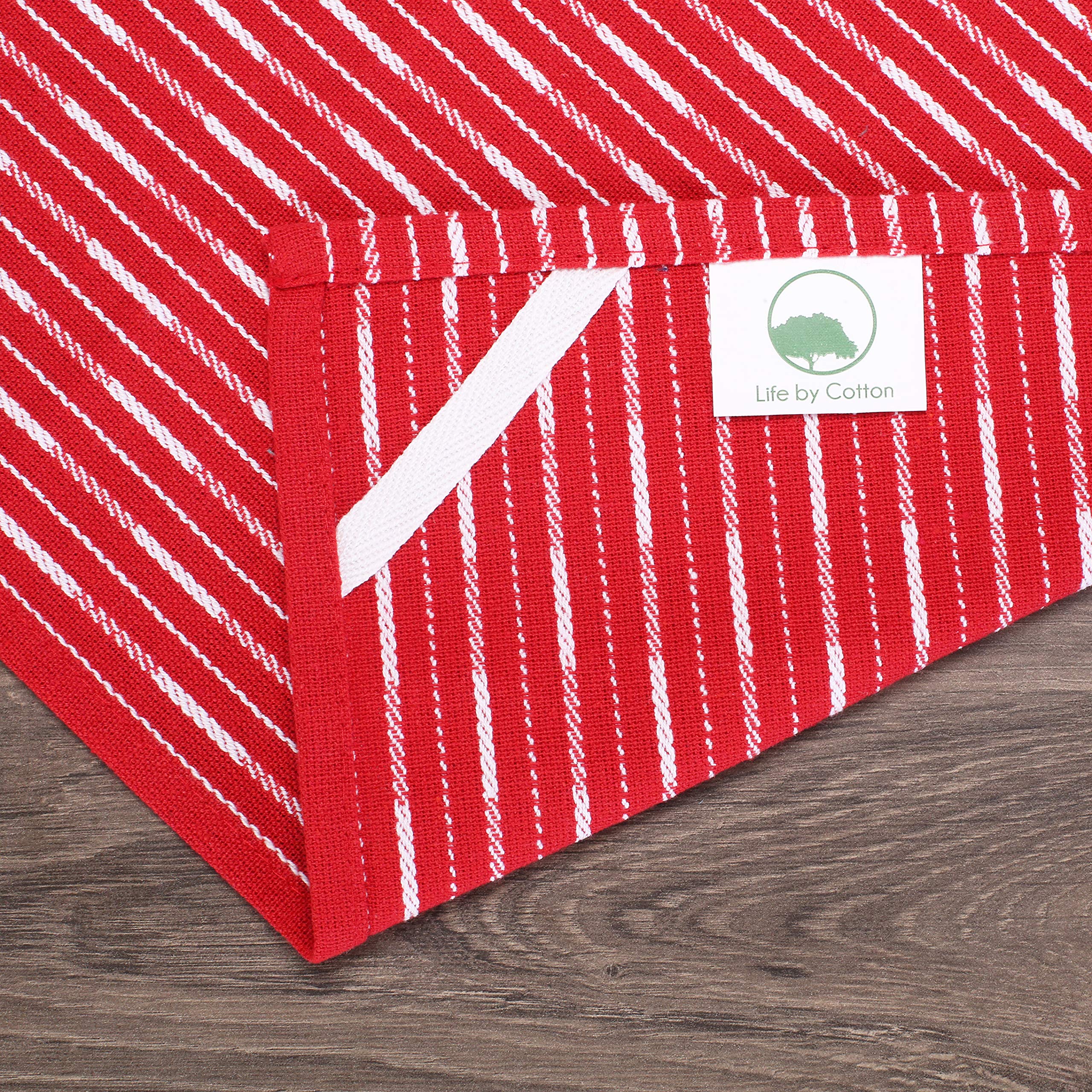 Brookyn Stripe Kitchen Towel 18X28Inch Red,100% Cotton, Quick Dry, Tea Towels, Bar Towels, Highly Absorbent, Cleaning Towels, Ki