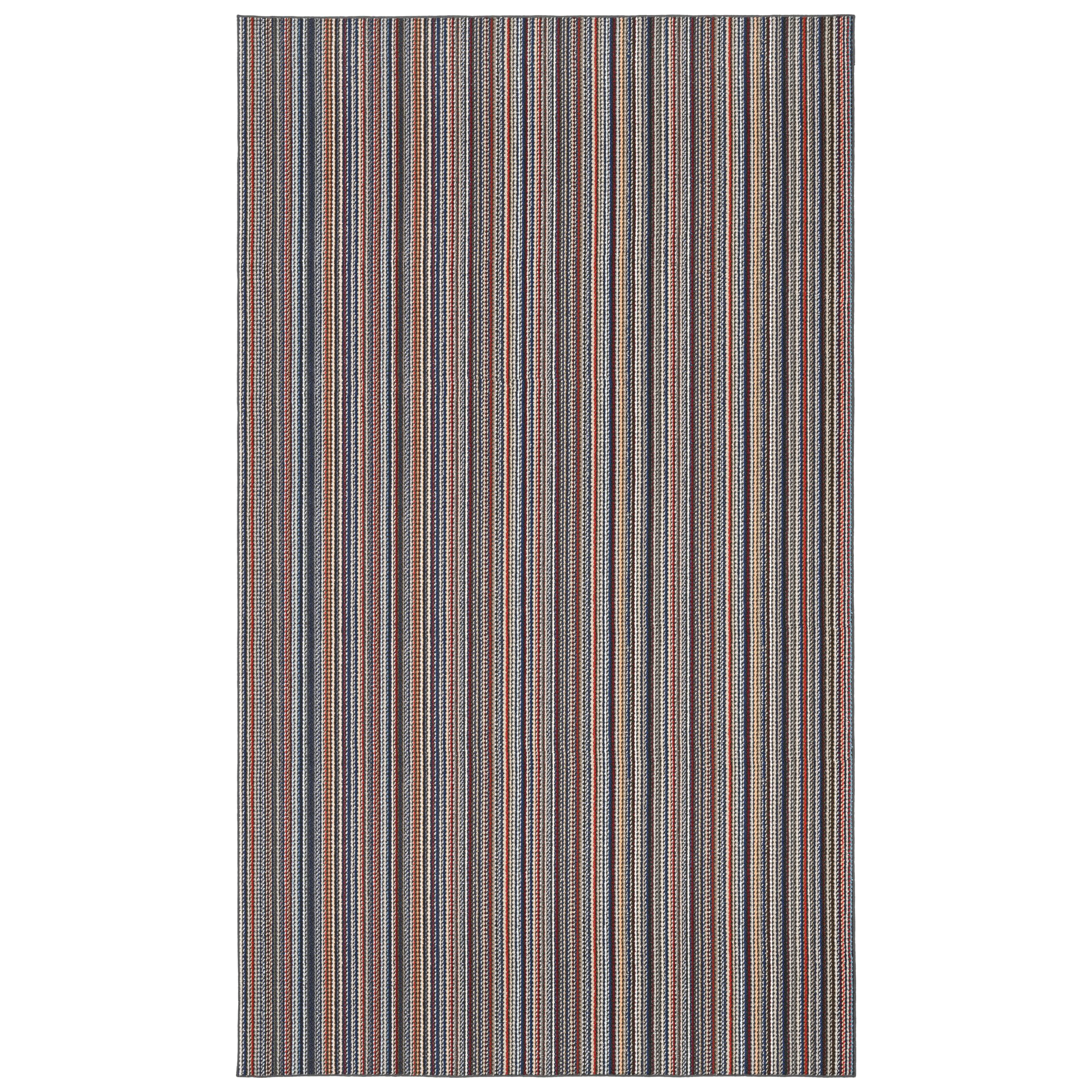 Garland Rug Carnival Stripe Assorted Multi-Color 76x93 Modern Stain Resistance Area Rug