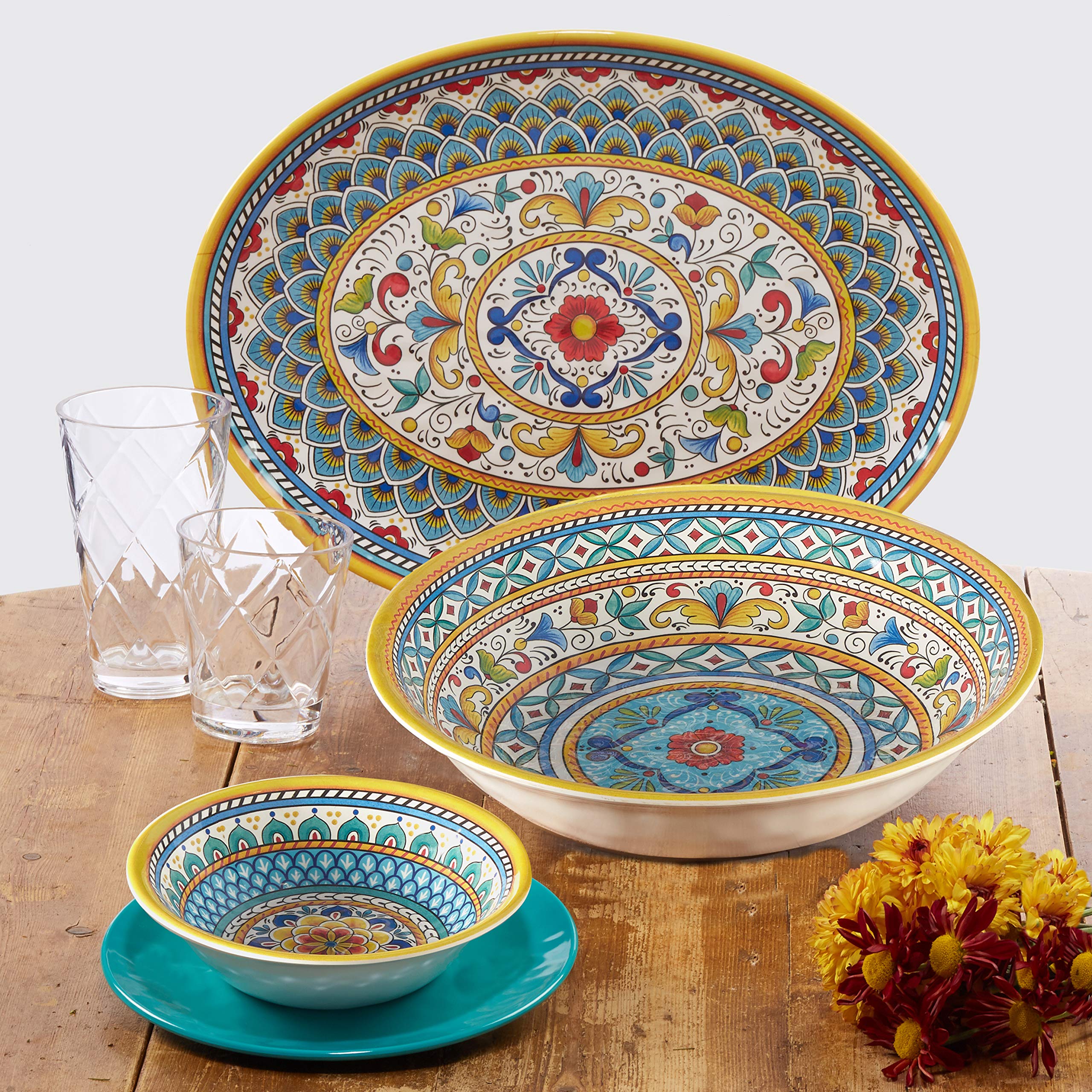 Certified International Portofino Melamine Hostess Set, Multi Colored, Large
