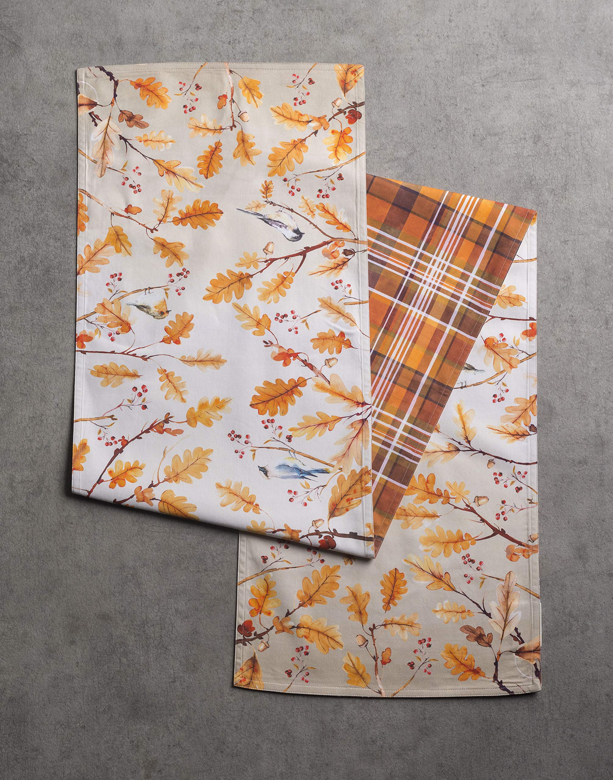 Maison D' Hermine Tablerunner 100% Cotton Table Runner Decorative Table Covers, Dining, Home, Wedding, Buffet, Oak Leaves (Doubl