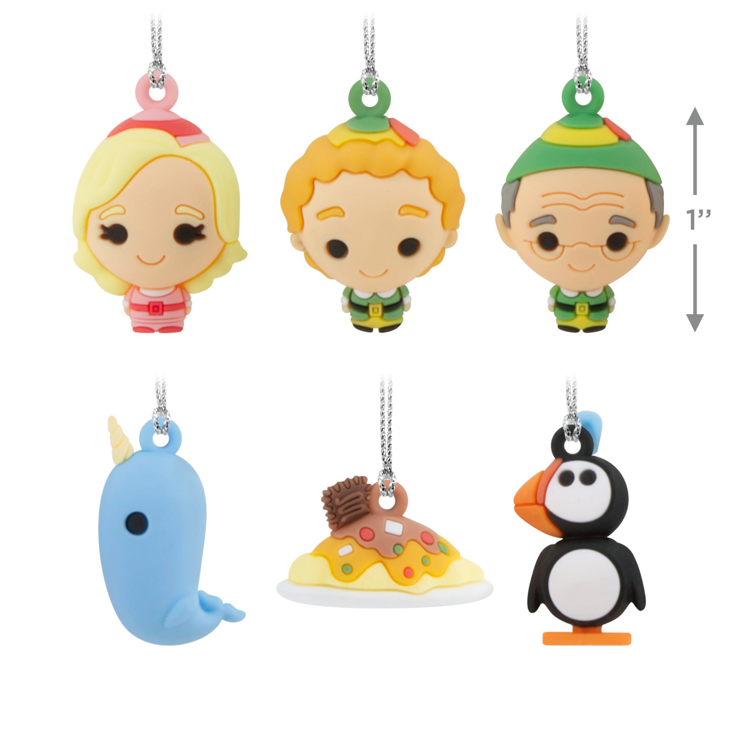 Hallmark Elf Mini Christmas Ornaments, Shatterproof, Set of 6, Christmas Movie Gifts