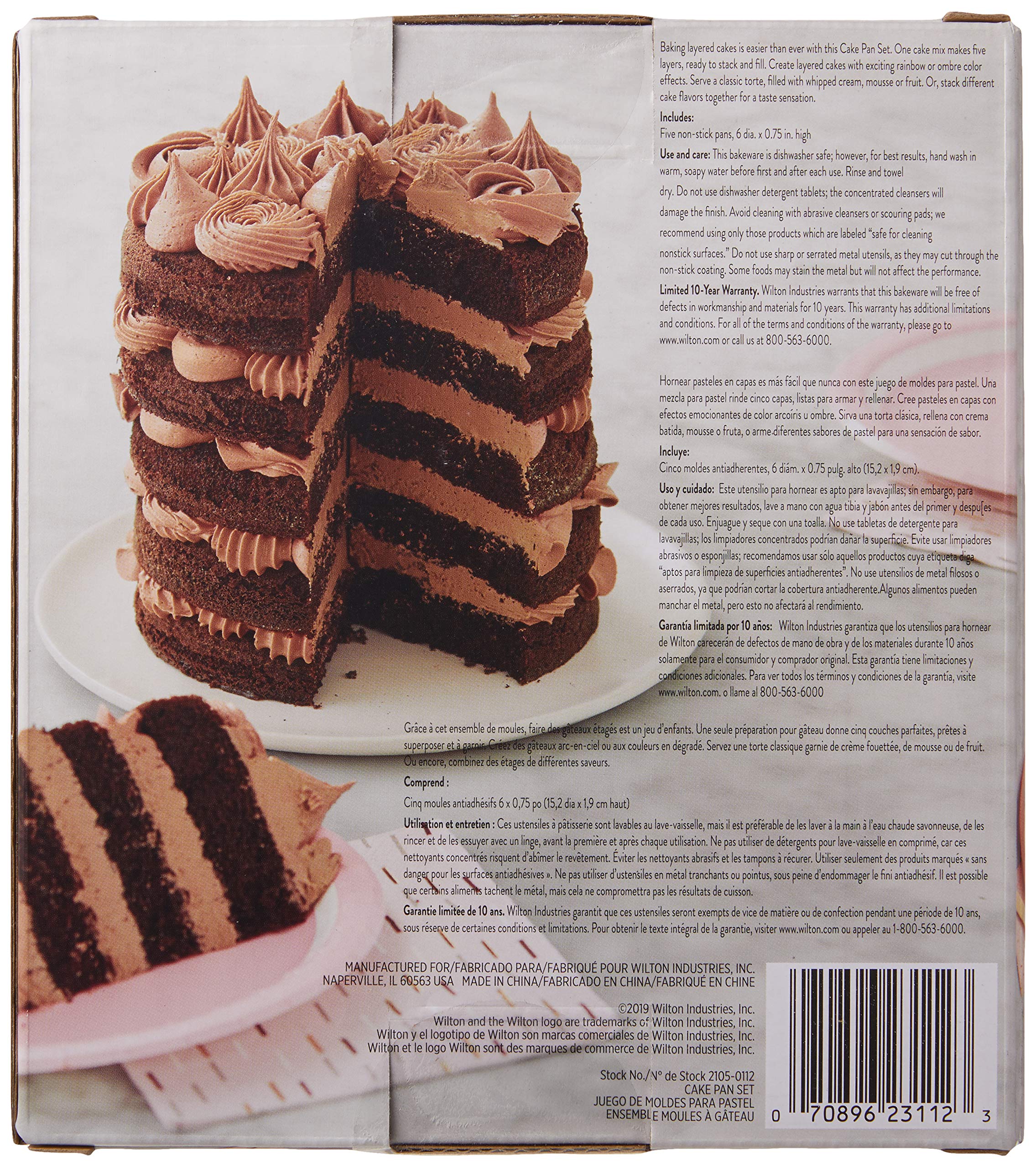 Wilton 5-Piece Layer Cake Pan Set, 6-Inch Steel, Gray - Model 2105-0112