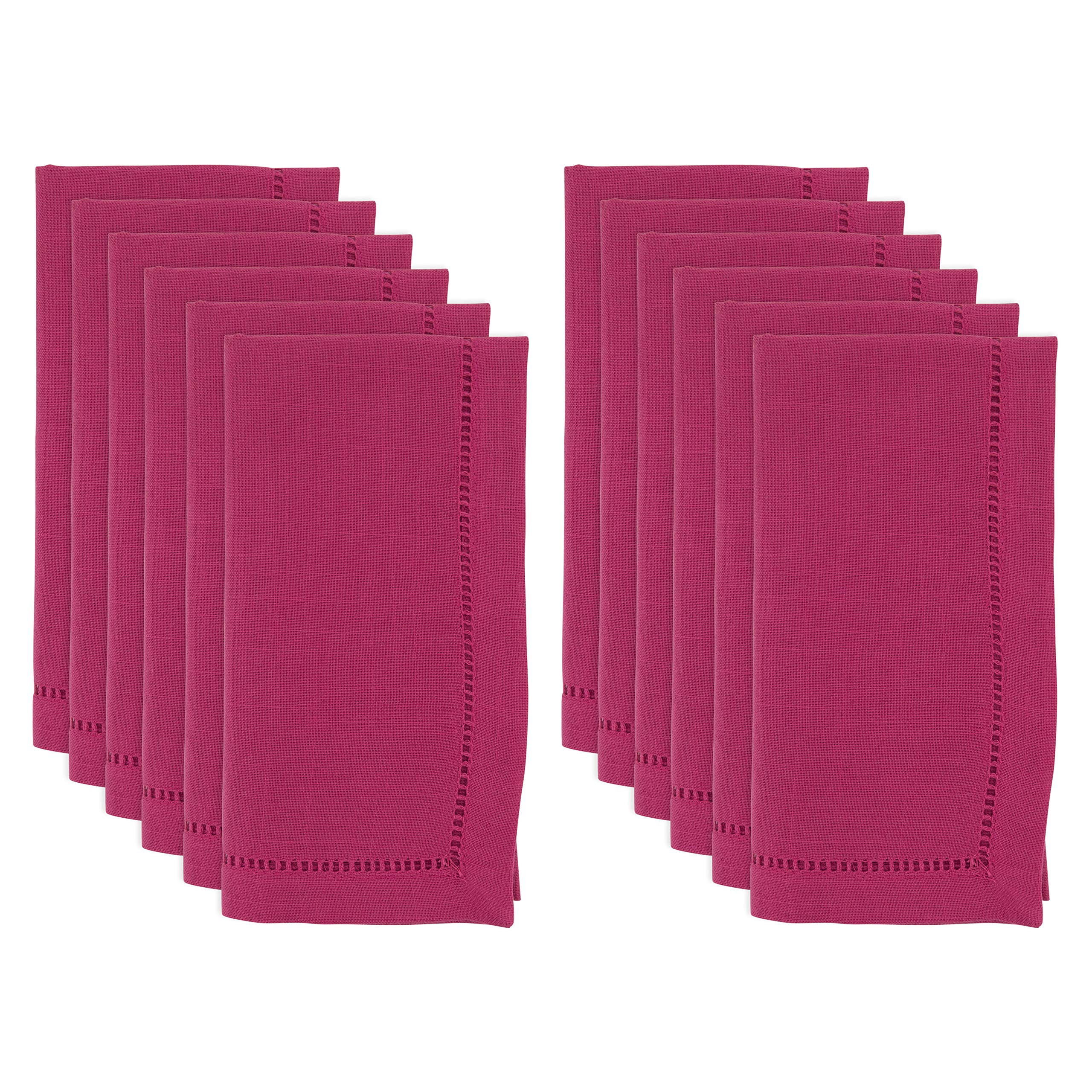 Saro Lifestyle Dinner Napkin With Hemstitched Border (Set Of 12), Fuchsia, 22''