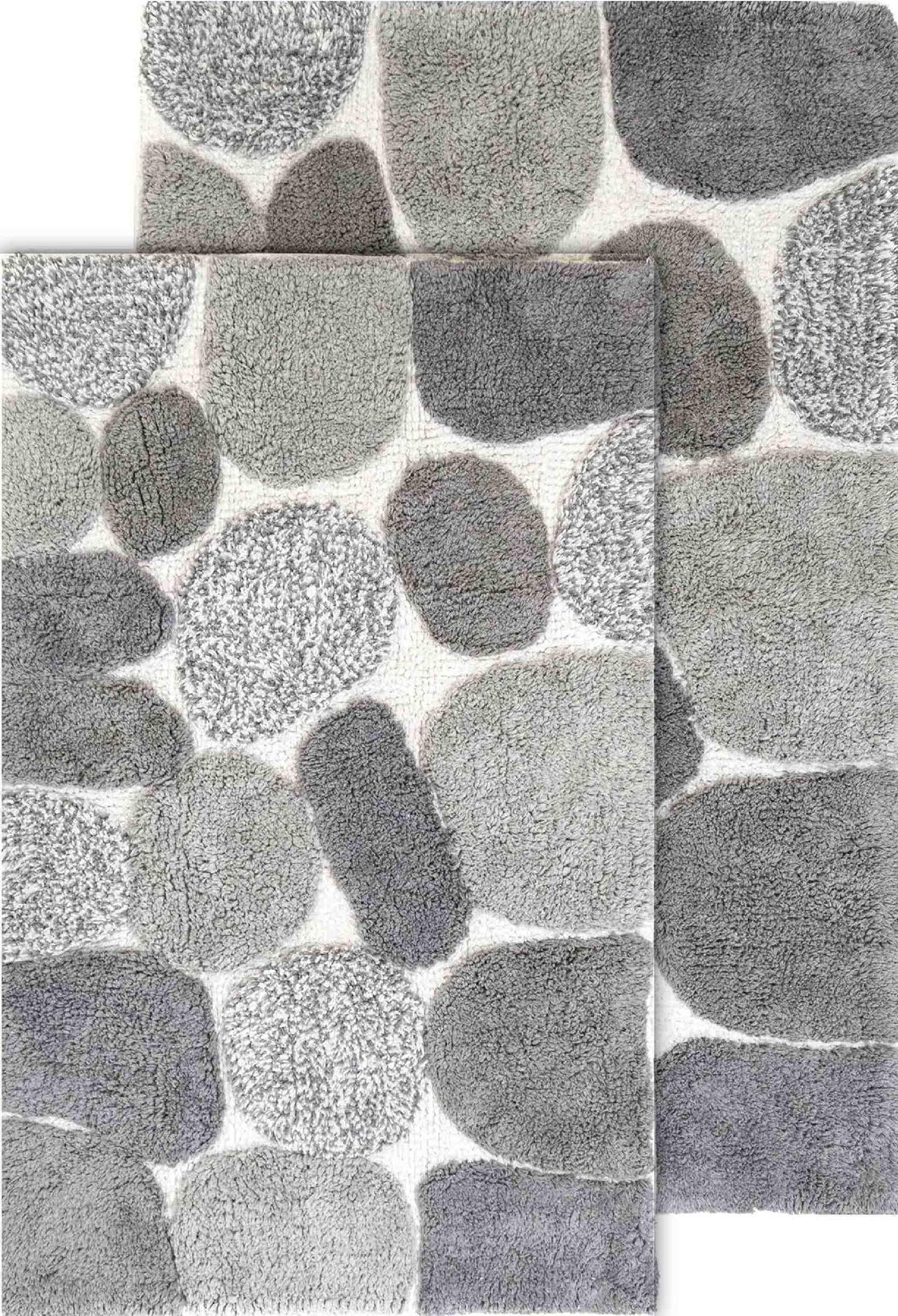 Chesapeake Pebbles 2 Piece Bath Rug Set, 21 In X 34 In&24 In X 40 In, Grey