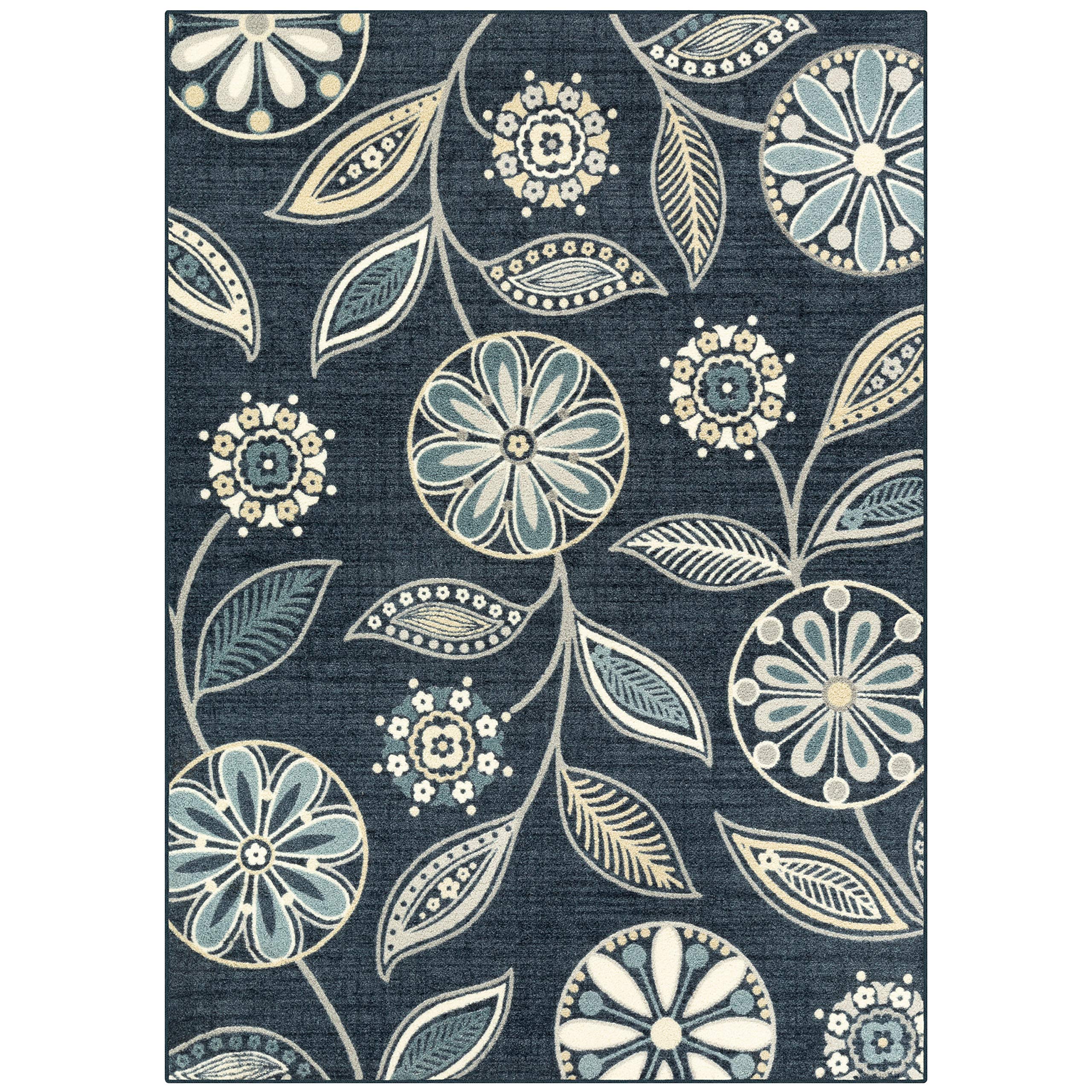 Maples Rugs Reggie Floral Area Rugs for Living Room & Bedroom [Made in USA], 7 x 10, Persian Blue