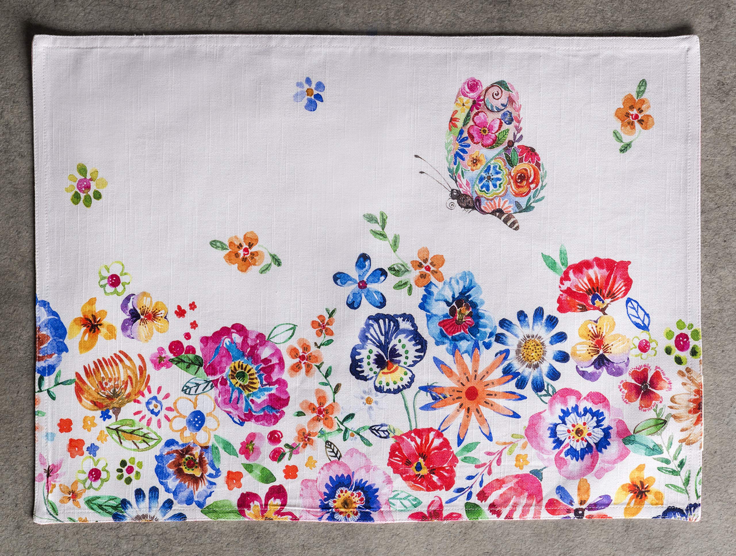 Maison D' Hermine Placemat 100% Cotton Cloth Placemats Decorative Washable Placemats, Home, Kitchen, Dining & Camping, Happy Flo