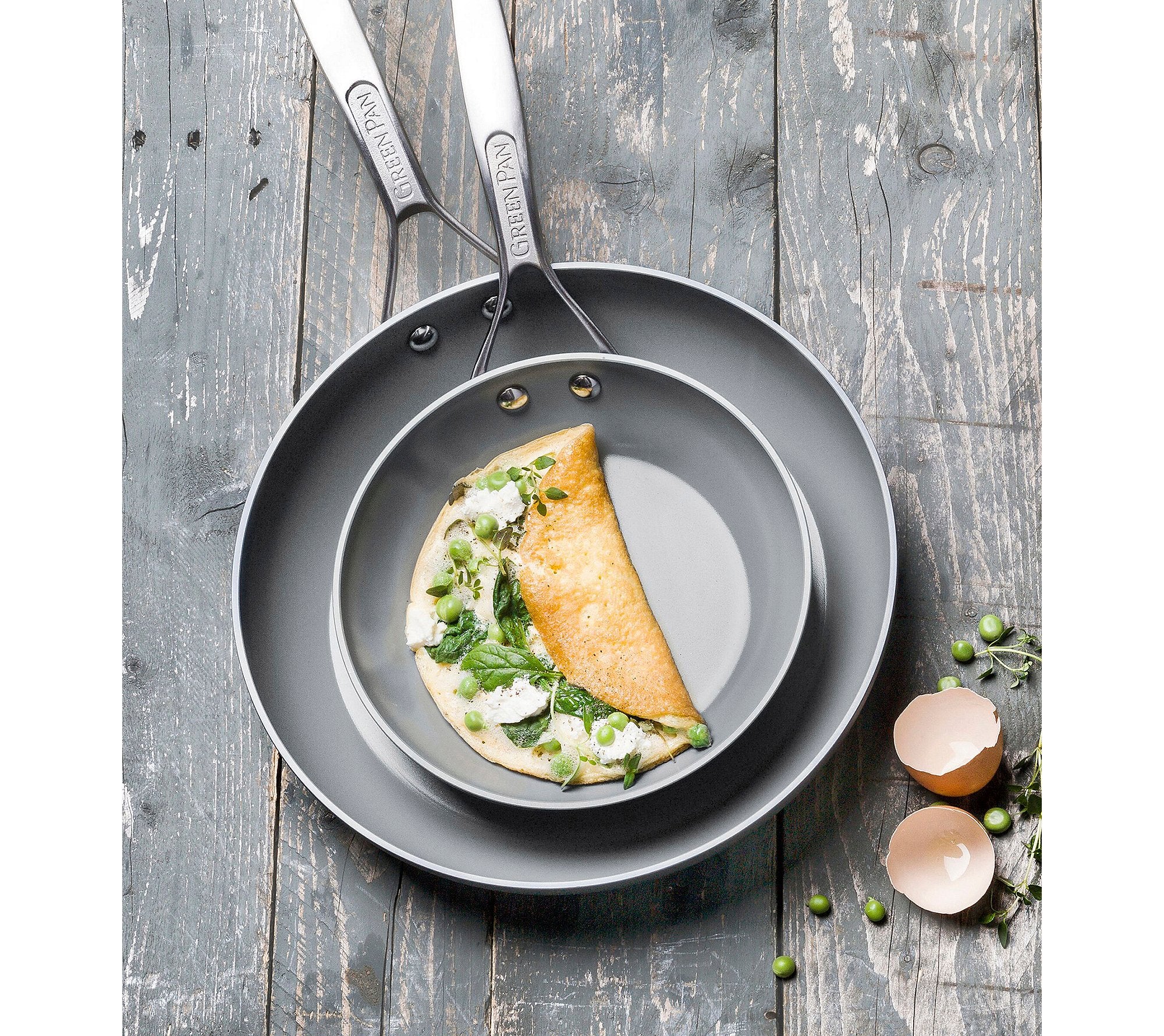 GreenPan Paris Pro Hard Anodized Healthy Ceramic Nonstick  8'' and 10'' Frying pan Skillet Set  PFAS-Free  Dishwasher Safe  Grey