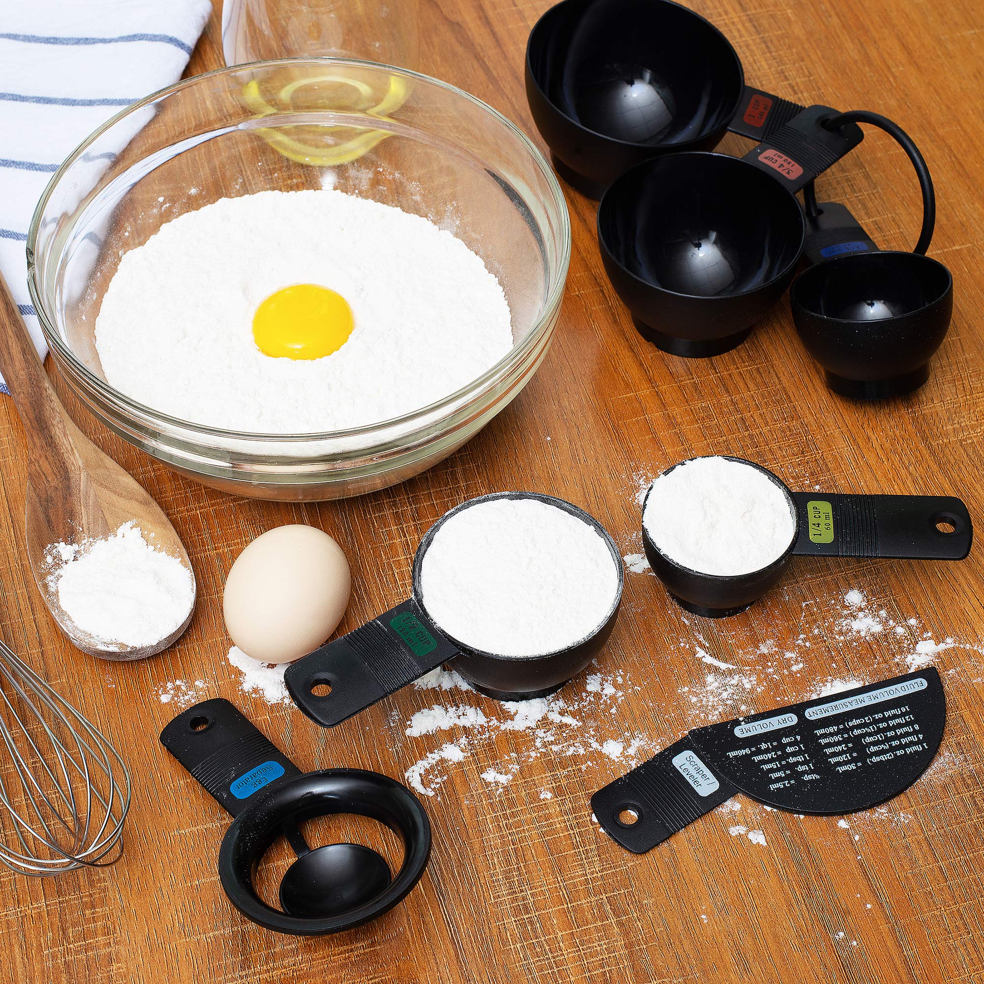 Fox Run 4838 Measuring Cup Set With Egg Separator, Black, Medium