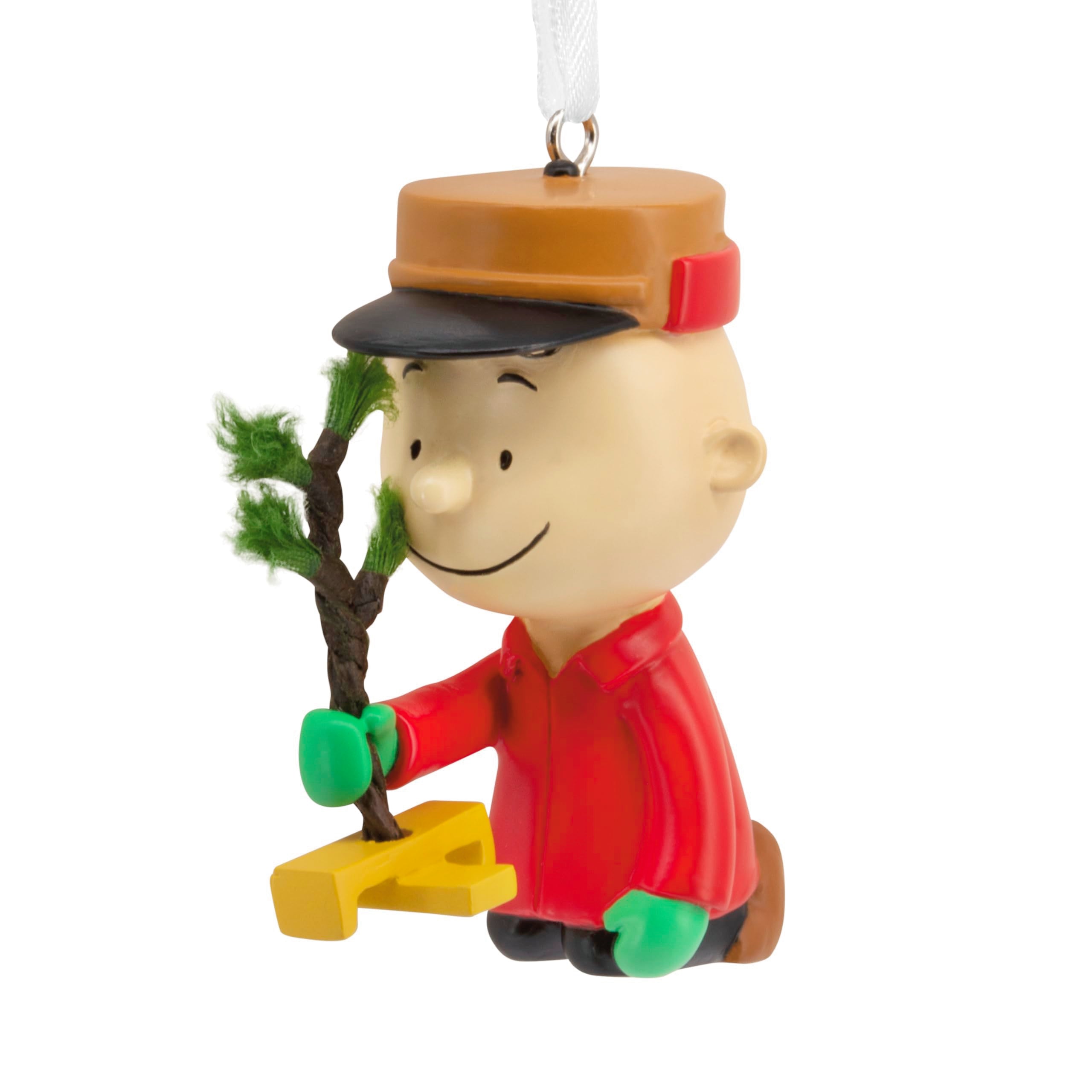 Hallmark Peanuts Charlie Brown Kneeling with Tree Christmas Ornament, Gifts for Peanuts Fans
