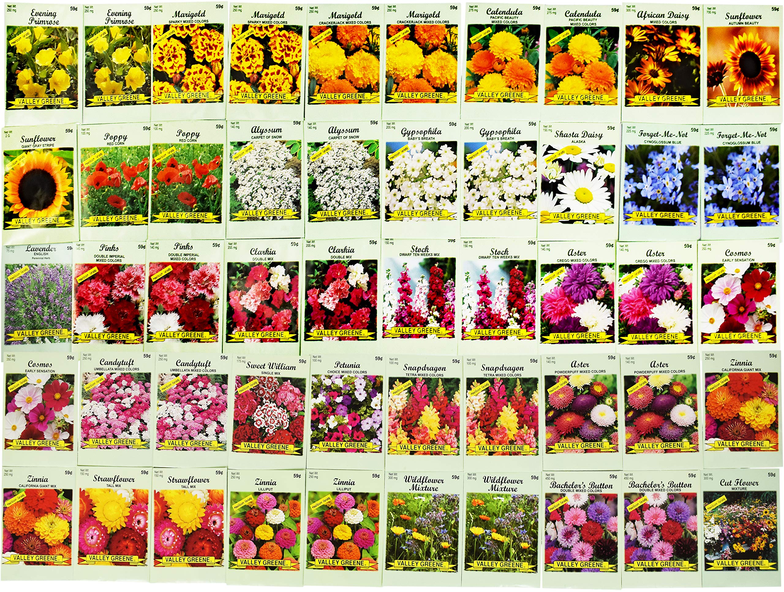 Set Of 50 Assorted Flower Seed Packets Flower Seeds In Bulk - 10 Varieties Available