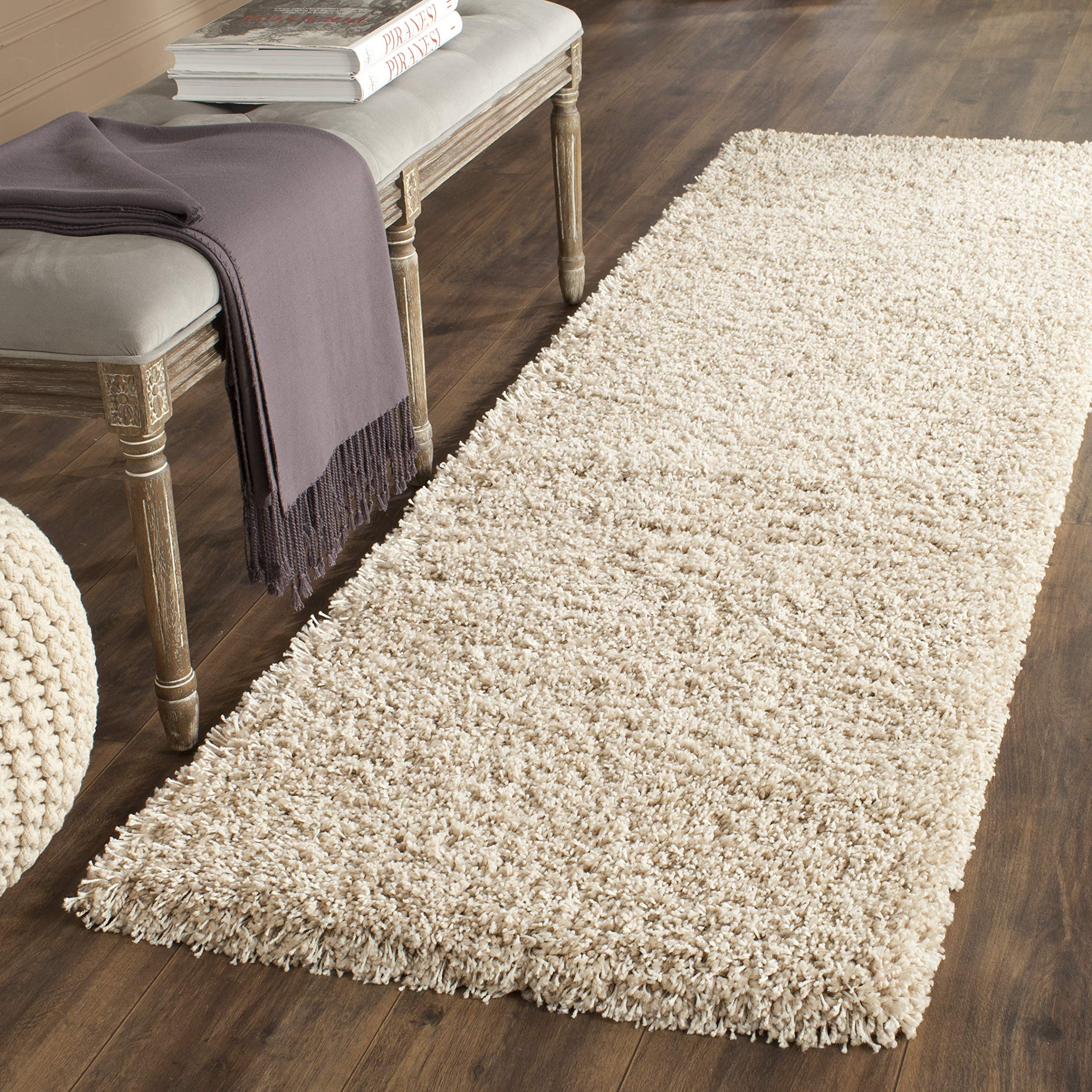 Safavieh California Premium Shag Collection 23 X 11 Beige Sg151 Non-Shedding Living Room Bedroom Dining Room Entryway Plush 2-In