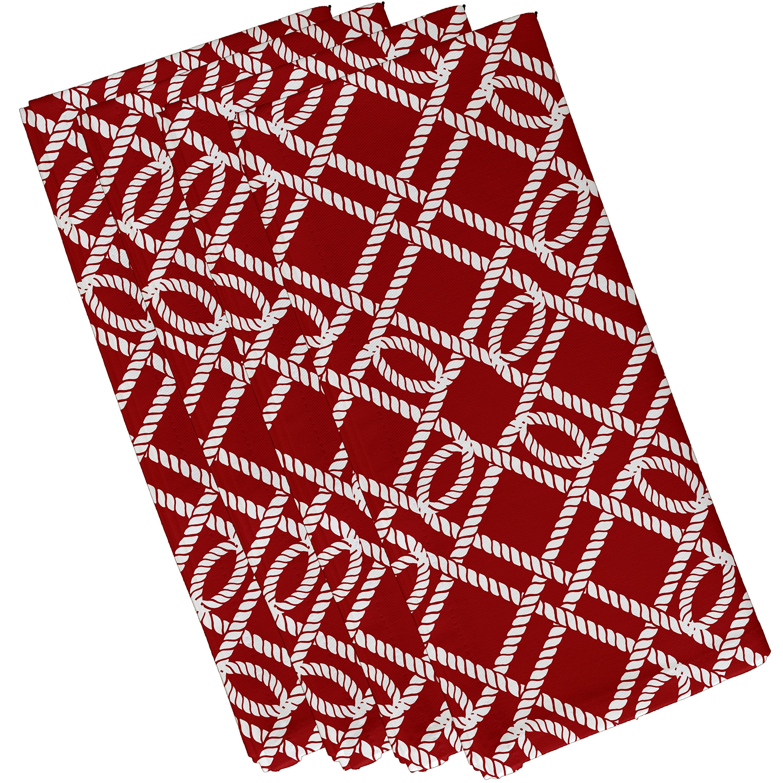 E By Design N4Gn409Re1 19 X 19 Know The Ropes, Geometric Napkin, Red