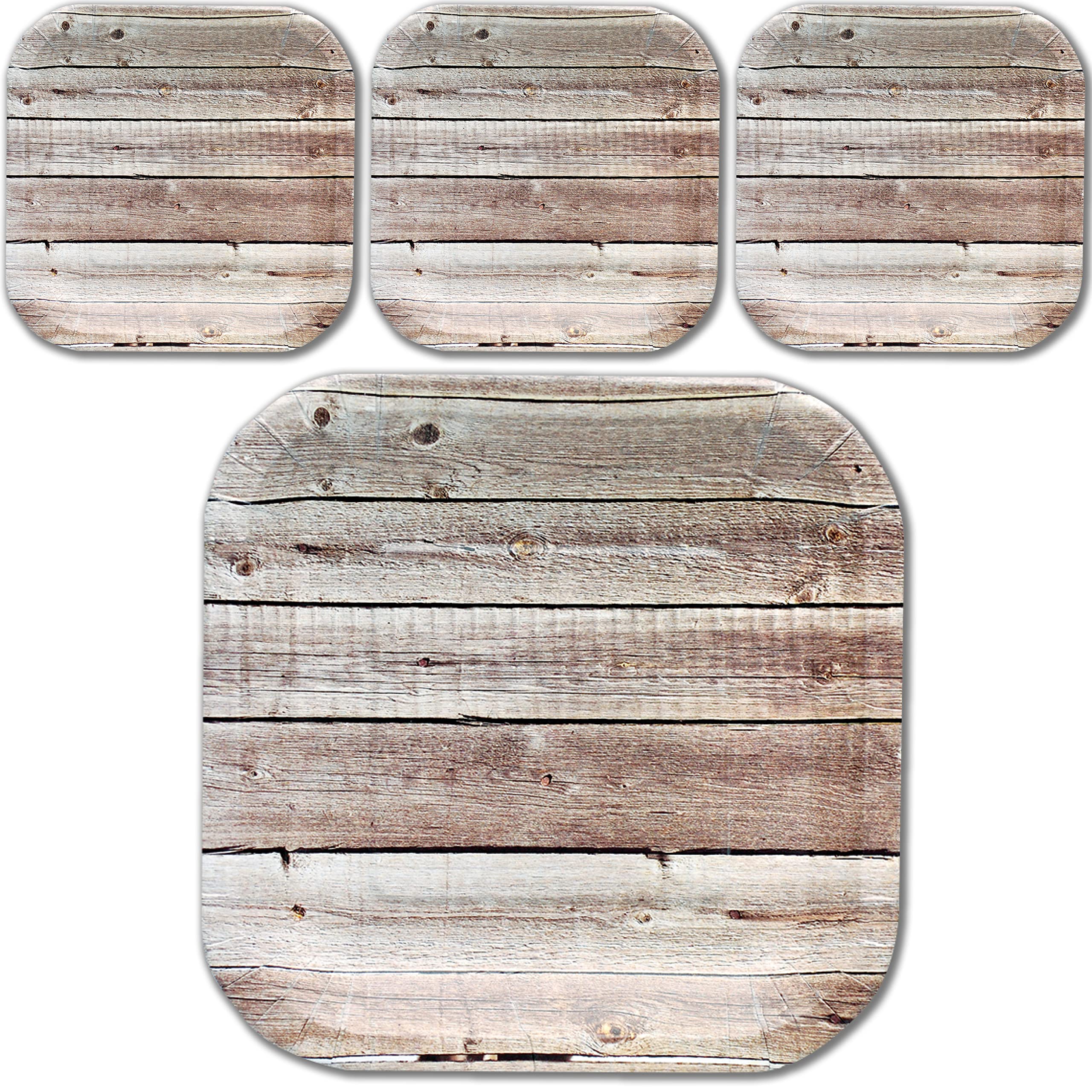 Havercamp Barnwood 7    Plates (24 Pcs.)! 24 Authentic Farm Table Dessert Plates. 7 Inch Square In Rustic Barnwood Graphics. Pai