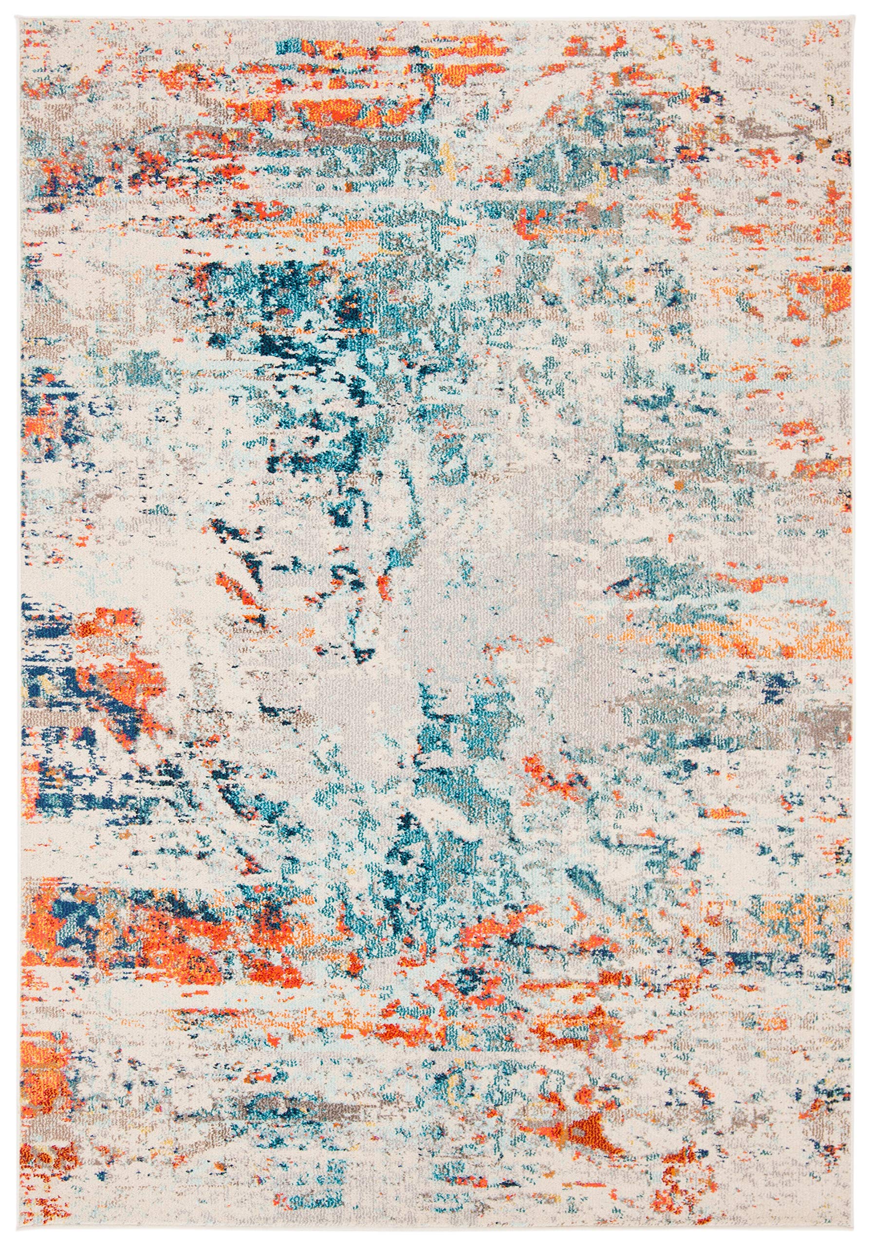 SAFAVIEH Madison Collection Accent Rug - 22 x 4, Cream & Orange, Modern Abstract Design, Non-Shedding & Easy Care, Ideal for H
