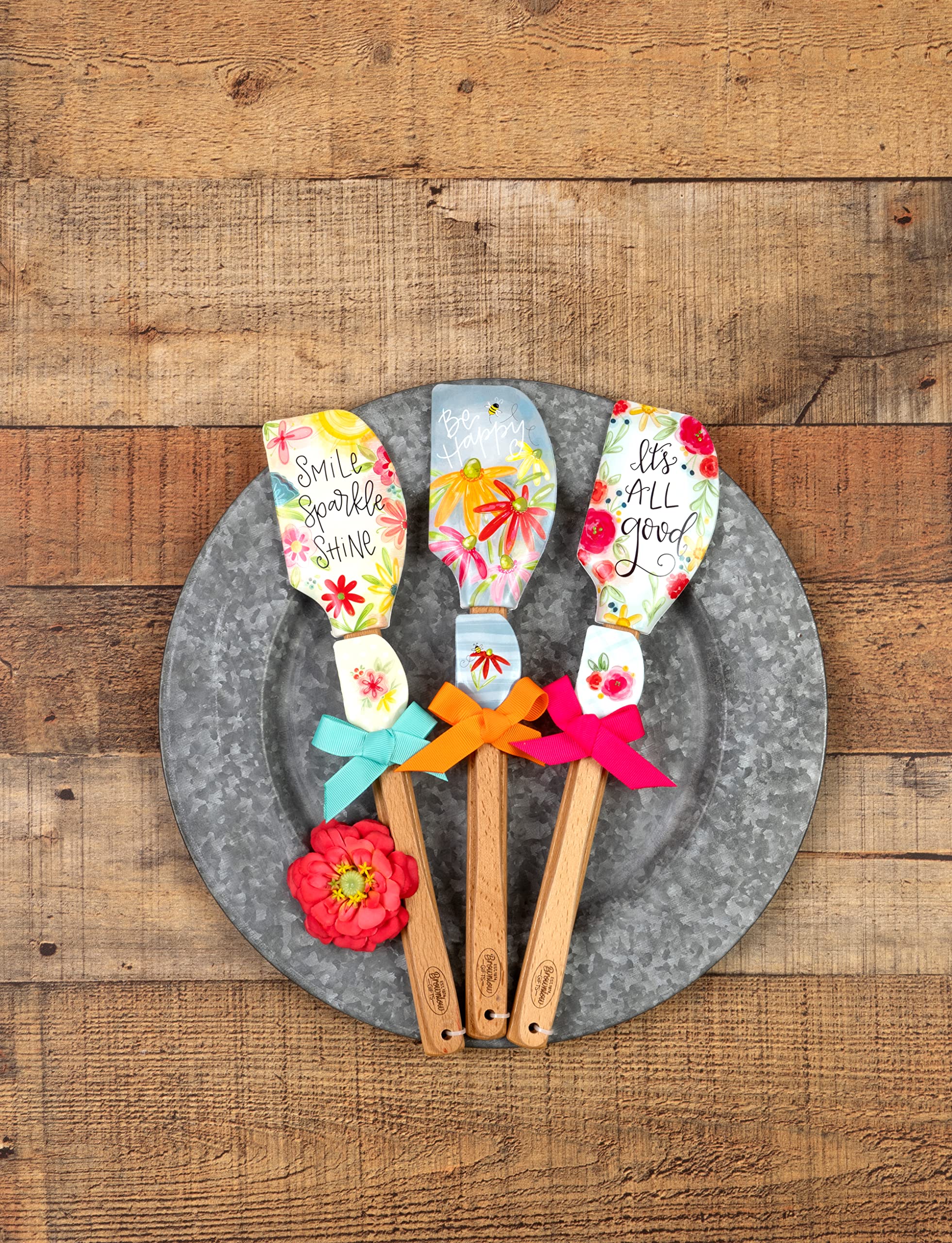 Shannon Road Gifts Simple Inspirations Kitchen Buddies Large & Small Silicone Spatula Set, 12.5 & 8.25-Inches, Sparkle
