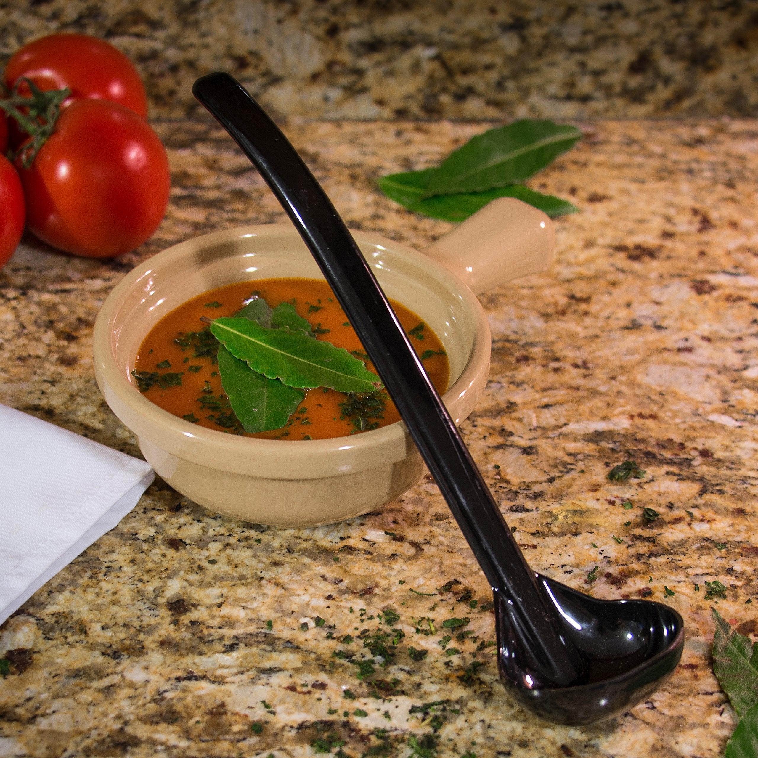 Carlisle Foodservice Products 029503 Carly Plastic Dressing/Serving Ladle, 1 Oz./9.5'', Black (1 Unit)