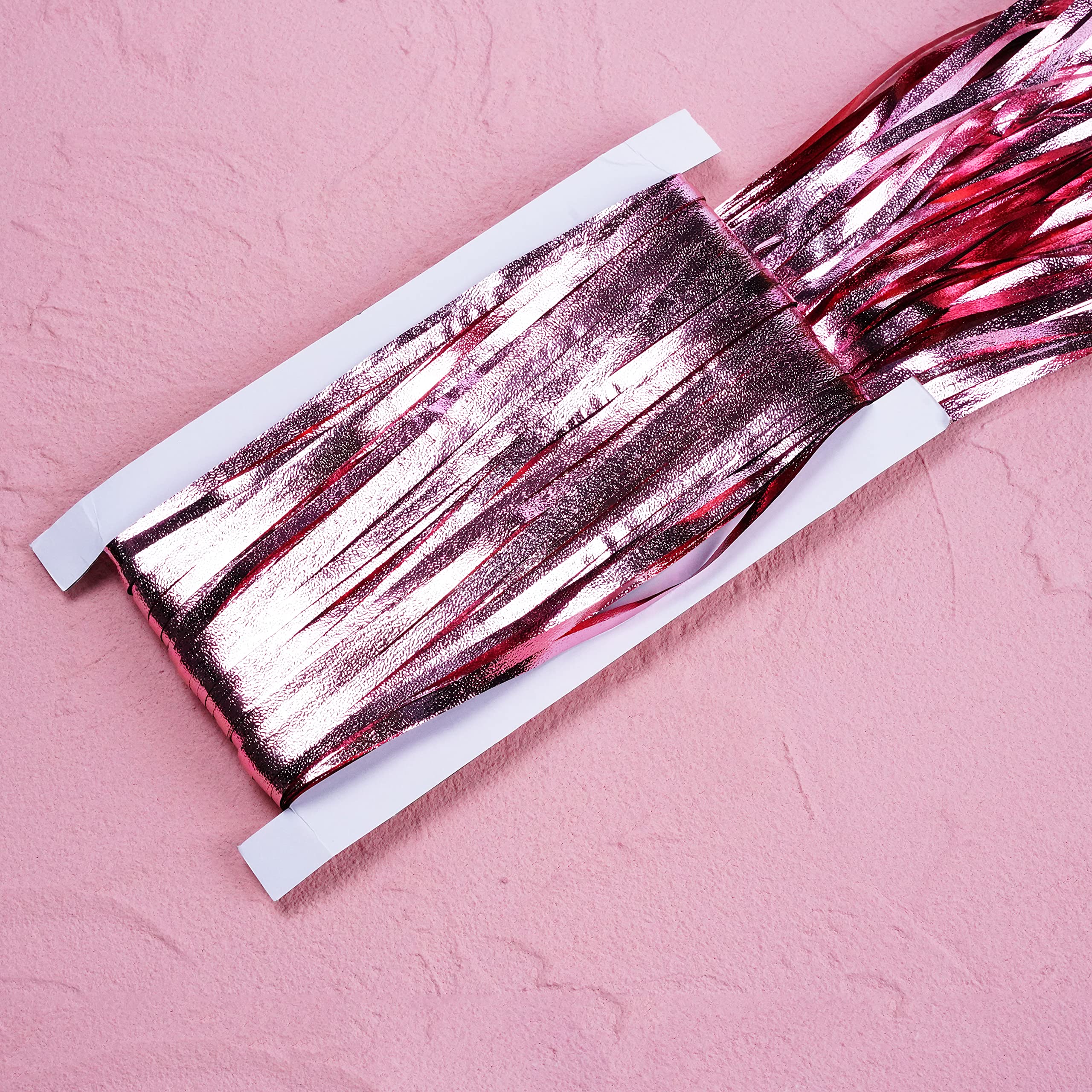 Pink Metallic Tinsel Foil Fringe Curtains For Bachelorette Girls 1St Birthday Baby Shower Party Wedding Engagement Bridal Shower