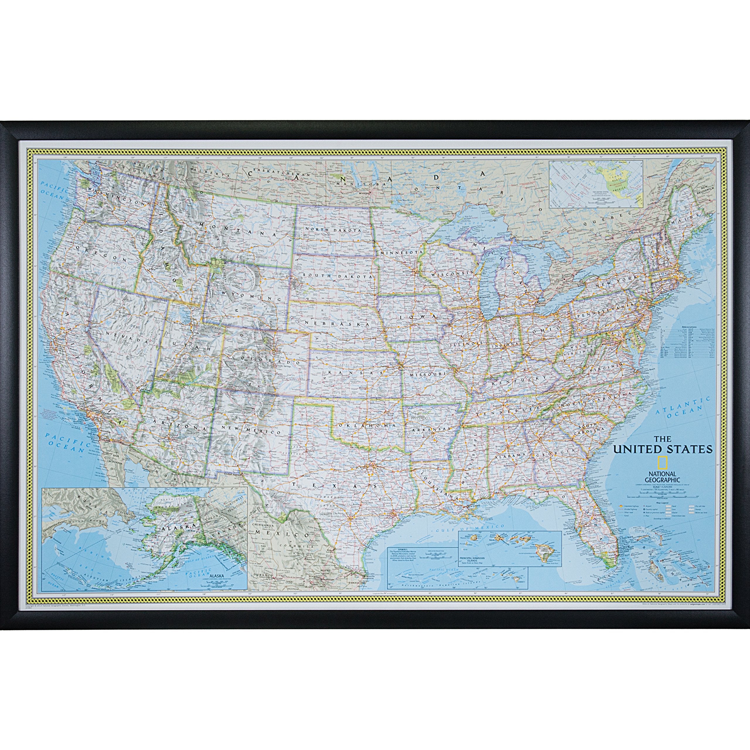 Craig Frames Wayfarer, Classic United States Push Pin Travel Map