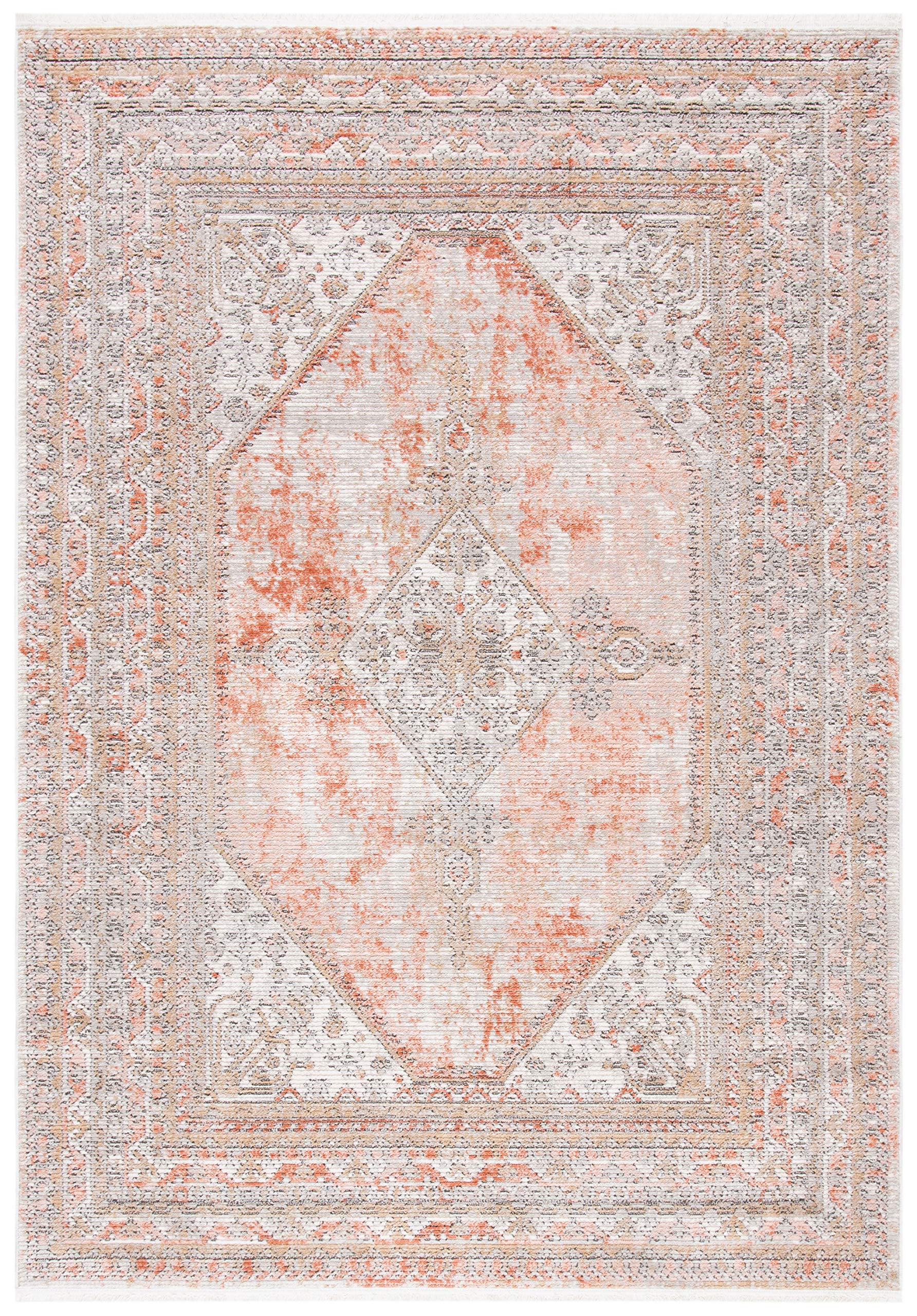 SAFAVIEH Shivan Collection Accent Rug - 4 x 6, Rose & Grey, Medallion Distressed Design, Non-Shedding & Easy Care, Ideal for H