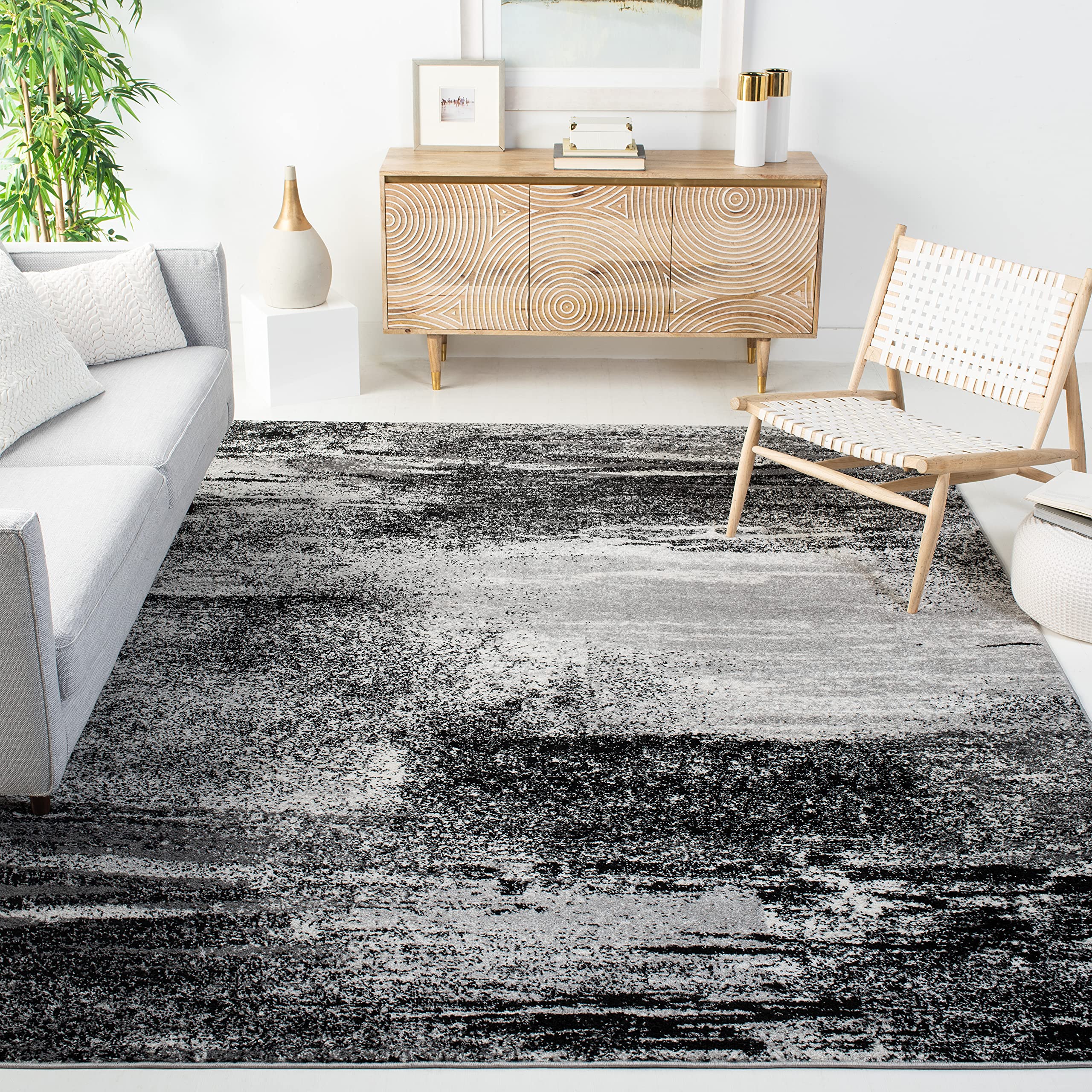 SAFAVIEH Adirondack Collection 12 Square Silver/Multi ADR112G Modern Abstract Non-Shedding Living Room Dining Bedroom Area Rug